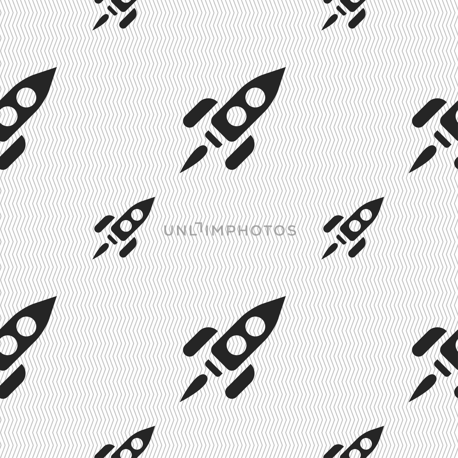 Rocket icon sign. Seamless pattern with geometric texture.  by serhii_lohvyniuk