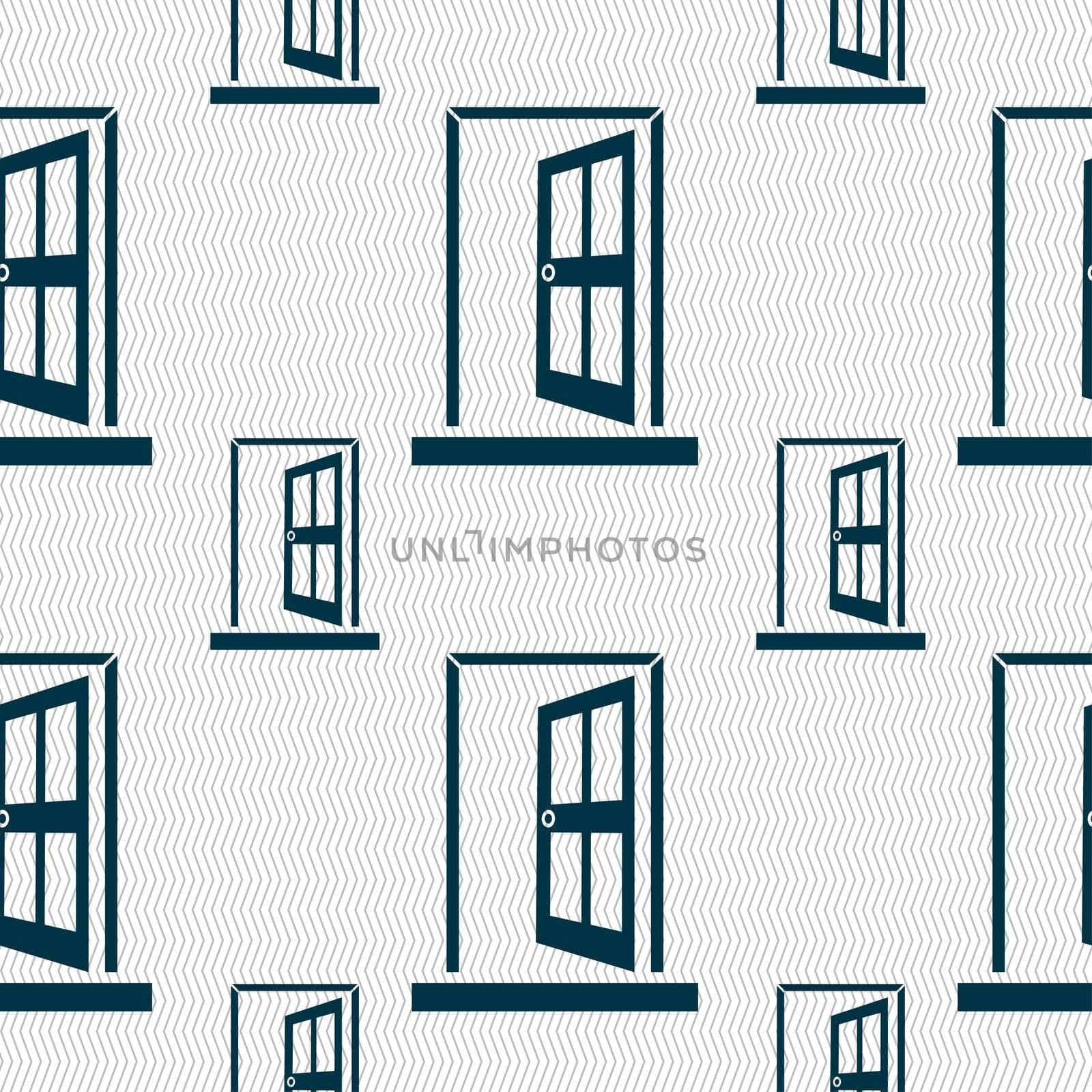 Door, Enter or exit icon sign. Seamless pattern with geometric texture.  by serhii_lohvyniuk