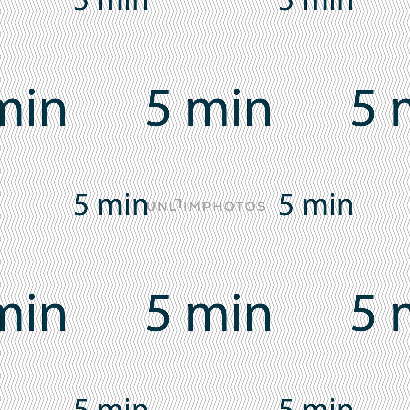 Five minutes sign icon. Seamless pattern with geometric texture.  by serhii_lohvyniuk