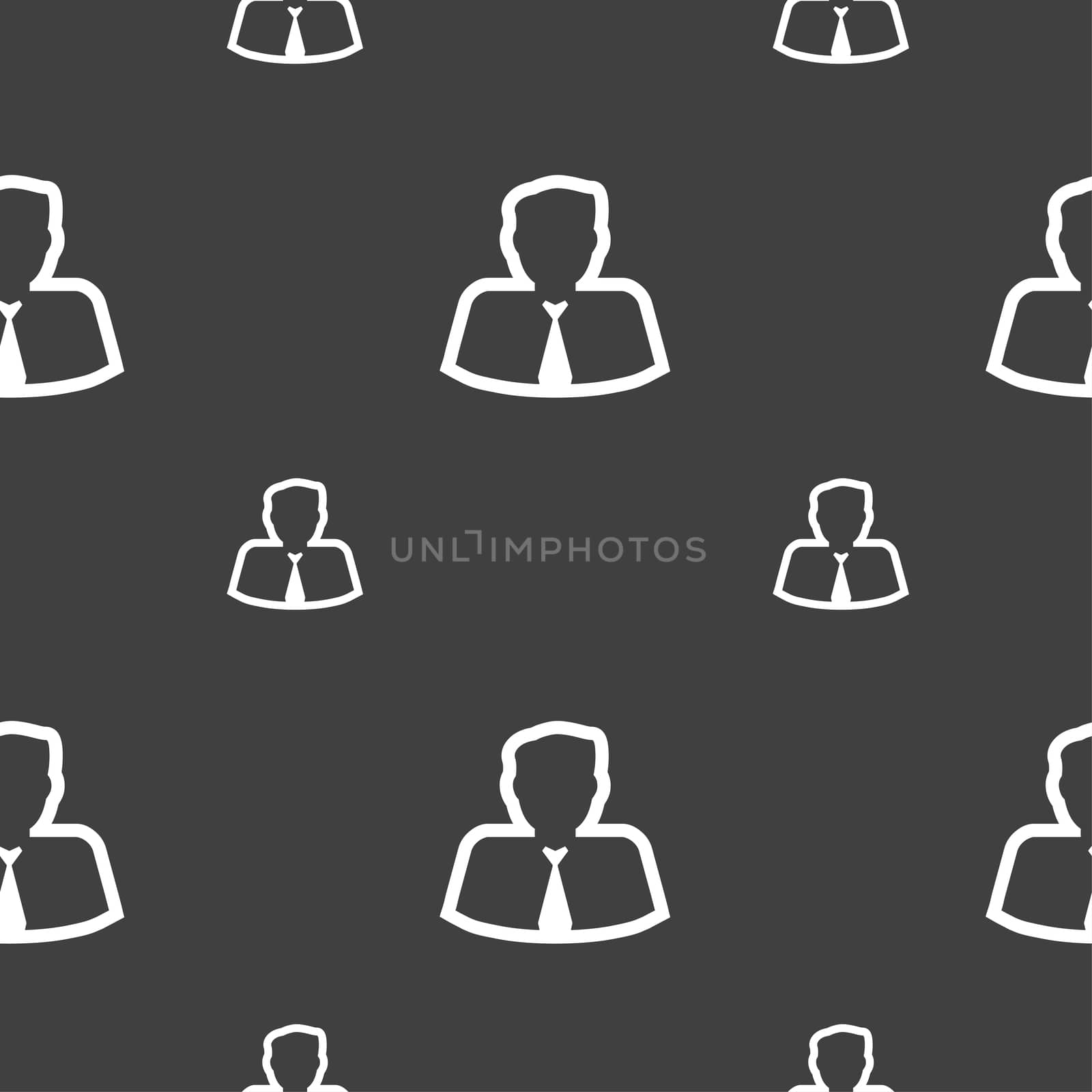 Avatar icon sign. Seamless pattern on a gray background. illustration