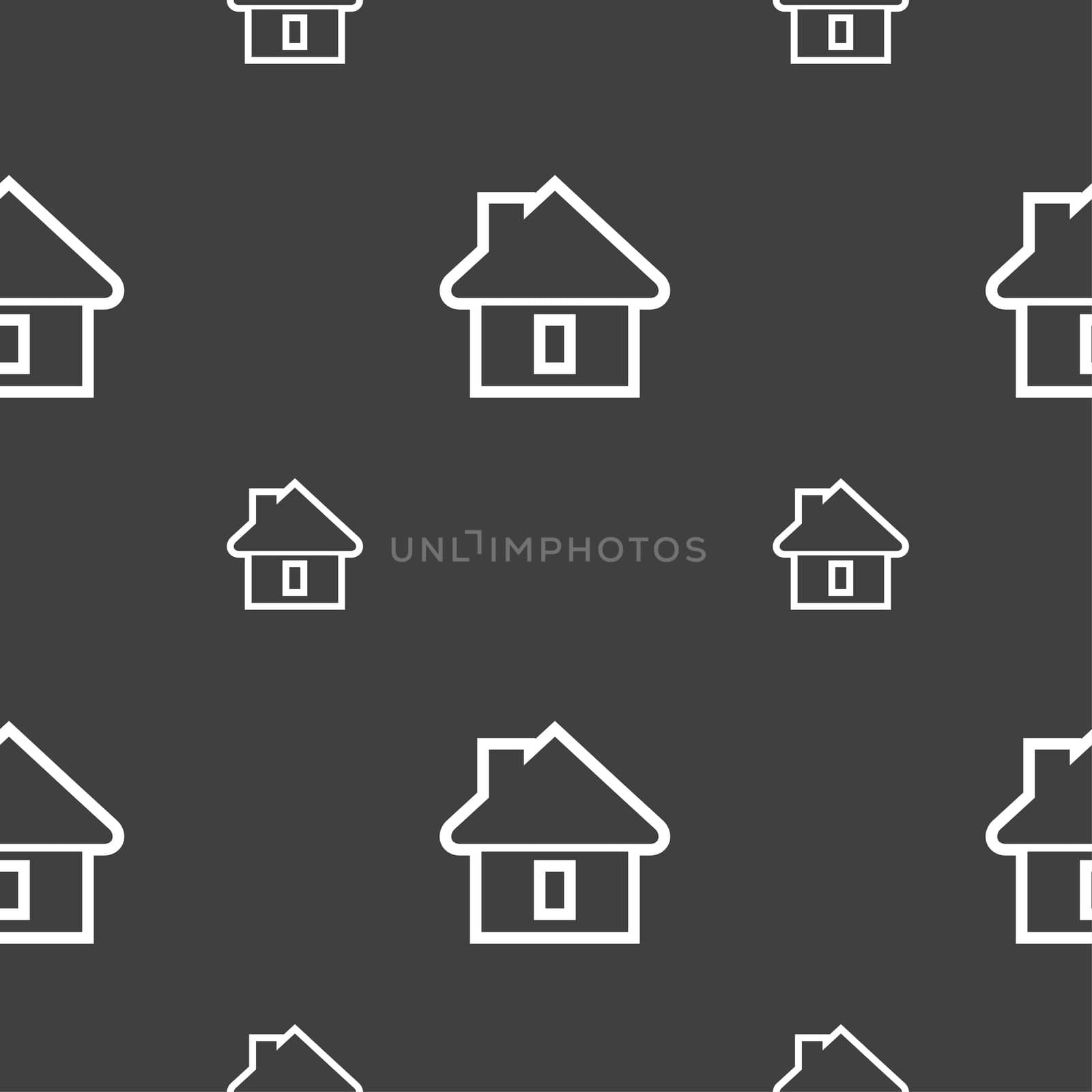 House icon sign. Seamless pattern on a gray background.  by serhii_lohvyniuk
