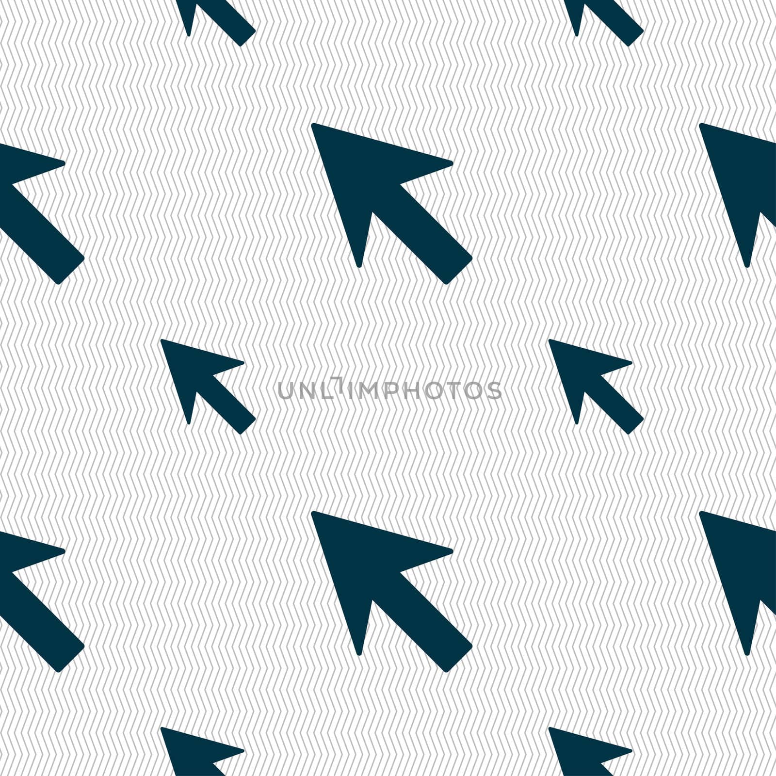 Cursor, arrow icon sign. Seamless pattern with geometric texture. illustration
