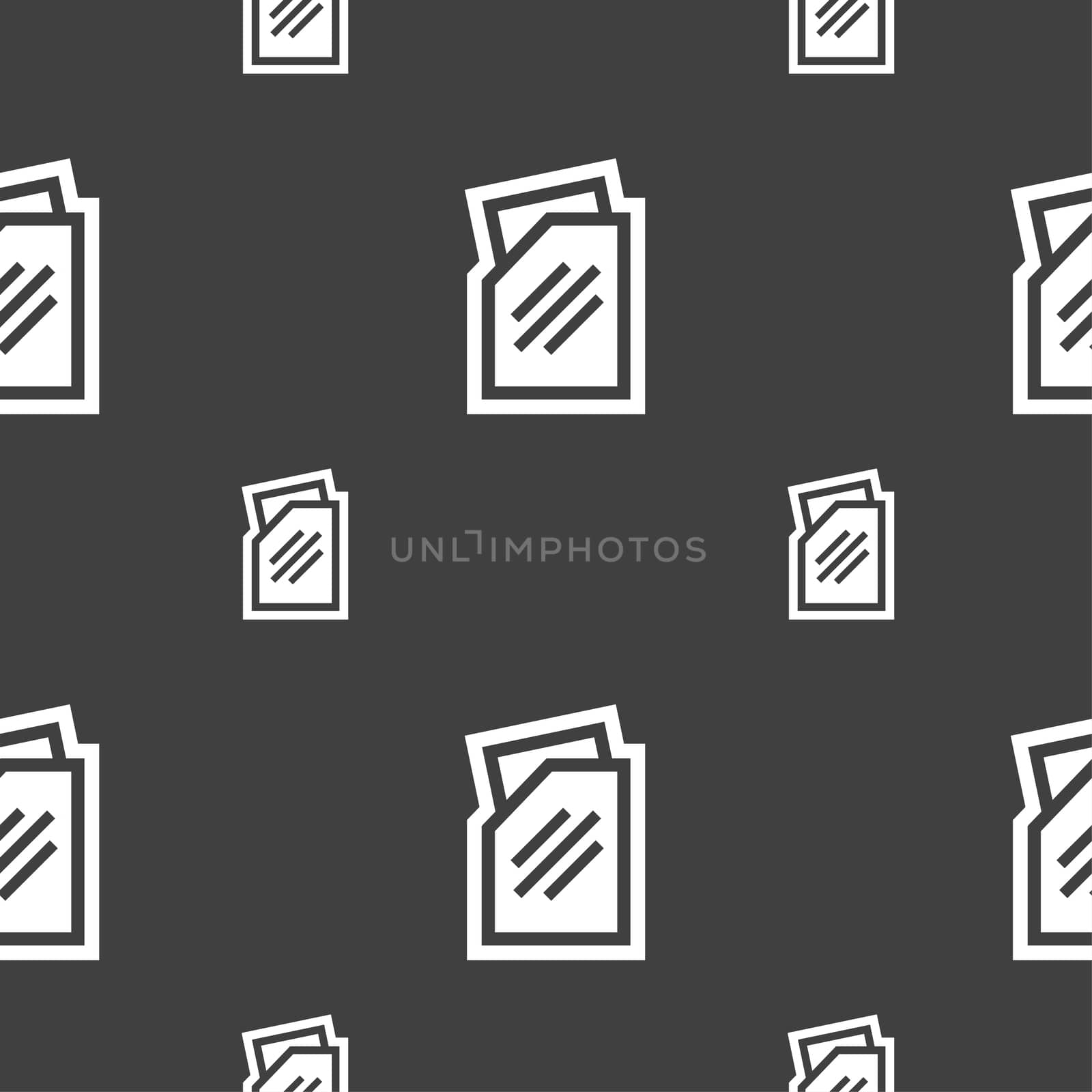 Text file icon sign. Seamless pattern on a gray background.  by serhii_lohvyniuk