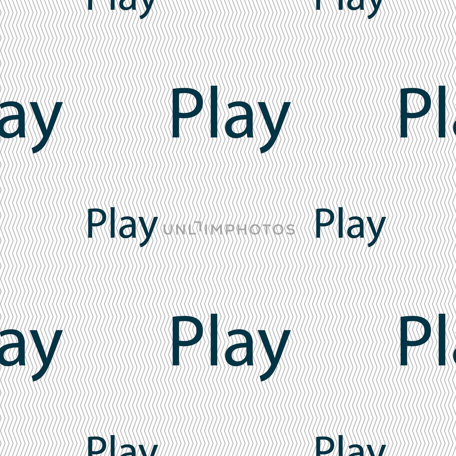 Play sign icon. symbol. Seamless pattern with geometric texture. illustration