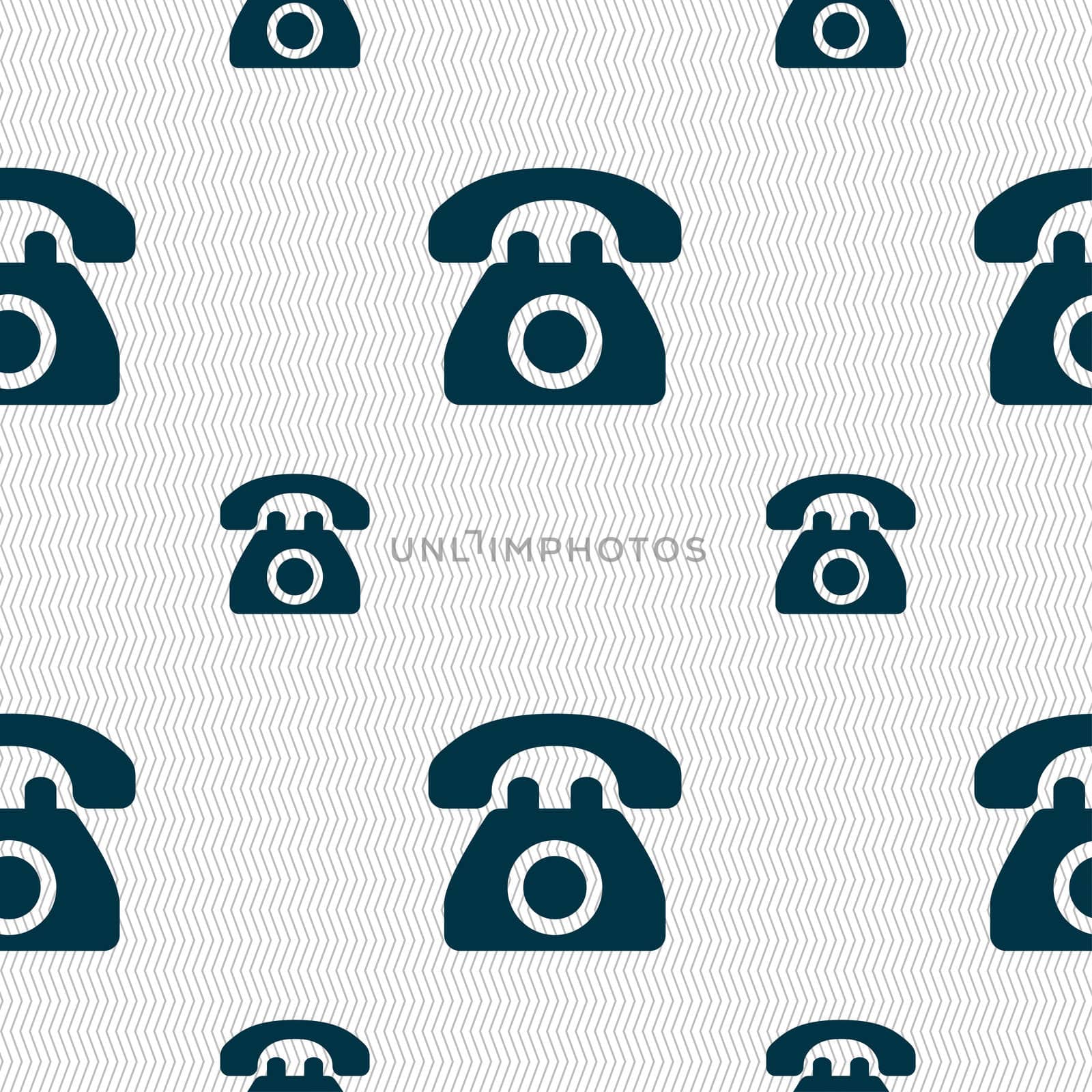 Retro telephone icon sign. Seamless pattern with geometric texture. illustration