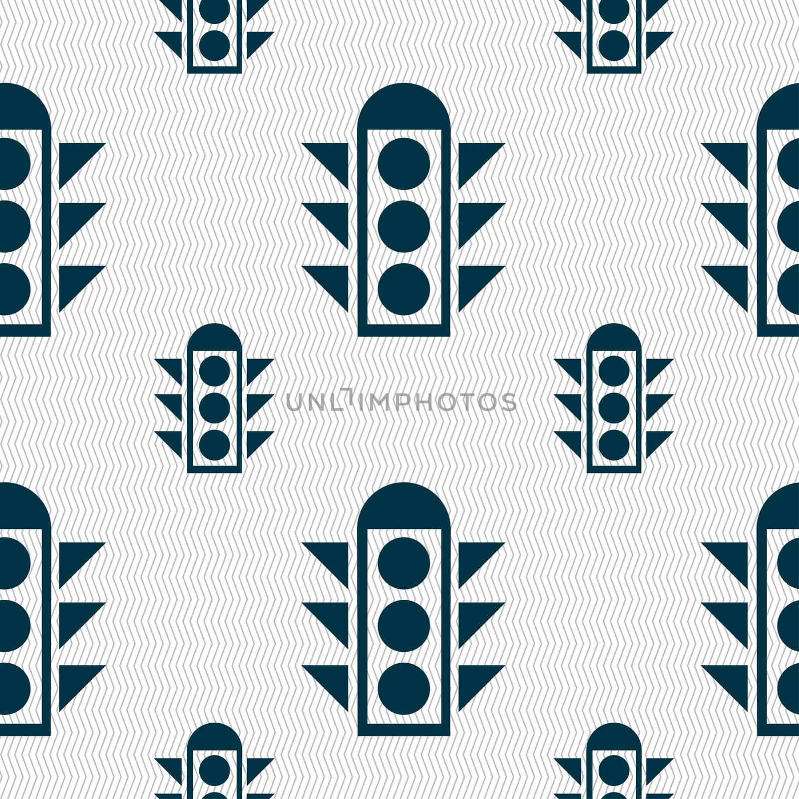 Traffic light signal icon sign. Seamless pattern with geometric texture. illustration