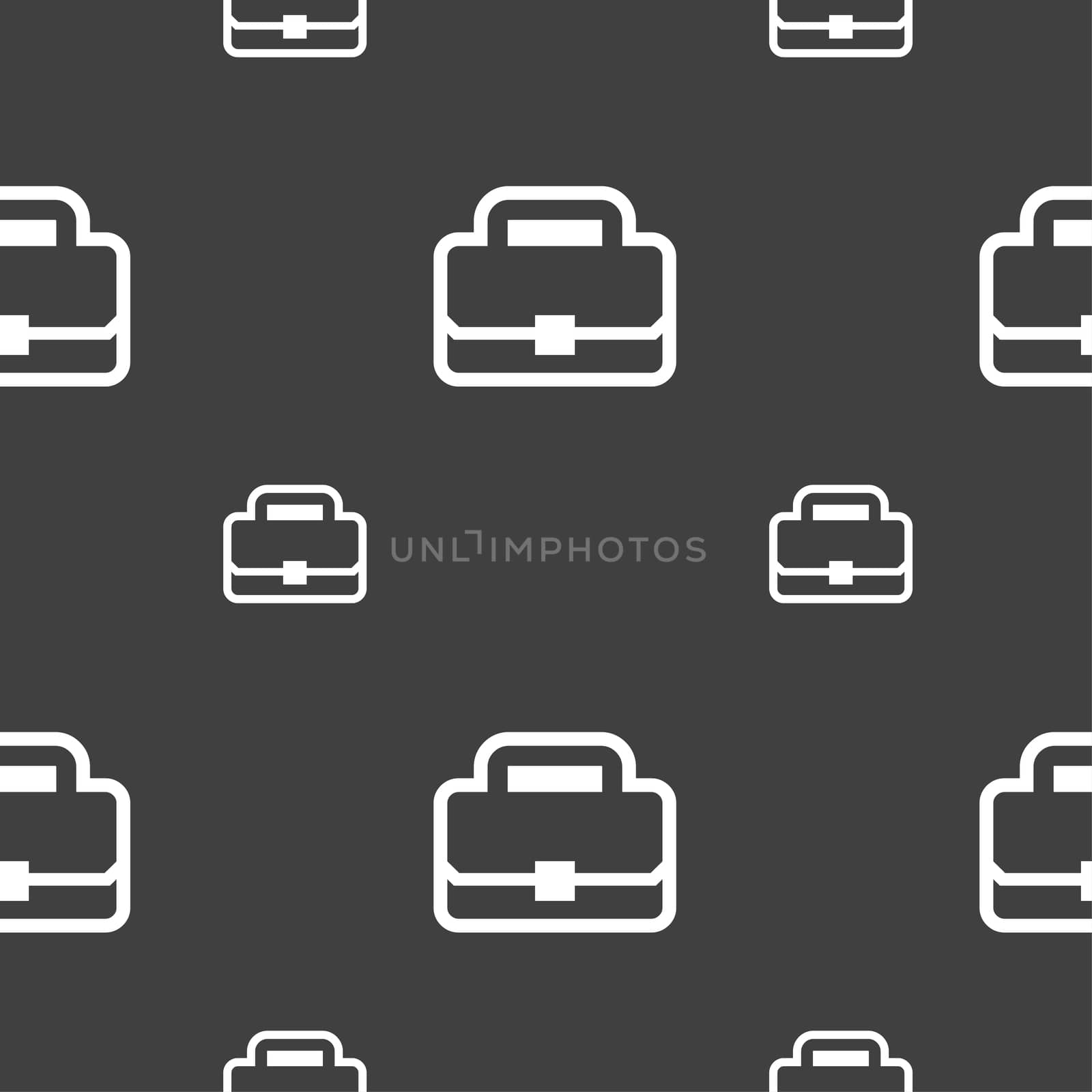 Briefcase icon sign. Seamless pattern on a gray background. illustration