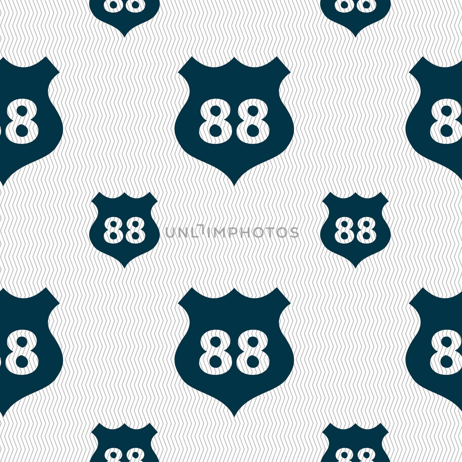 Route 88 highway icon sign. Seamless pattern with geometric texture.  by serhii_lohvyniuk