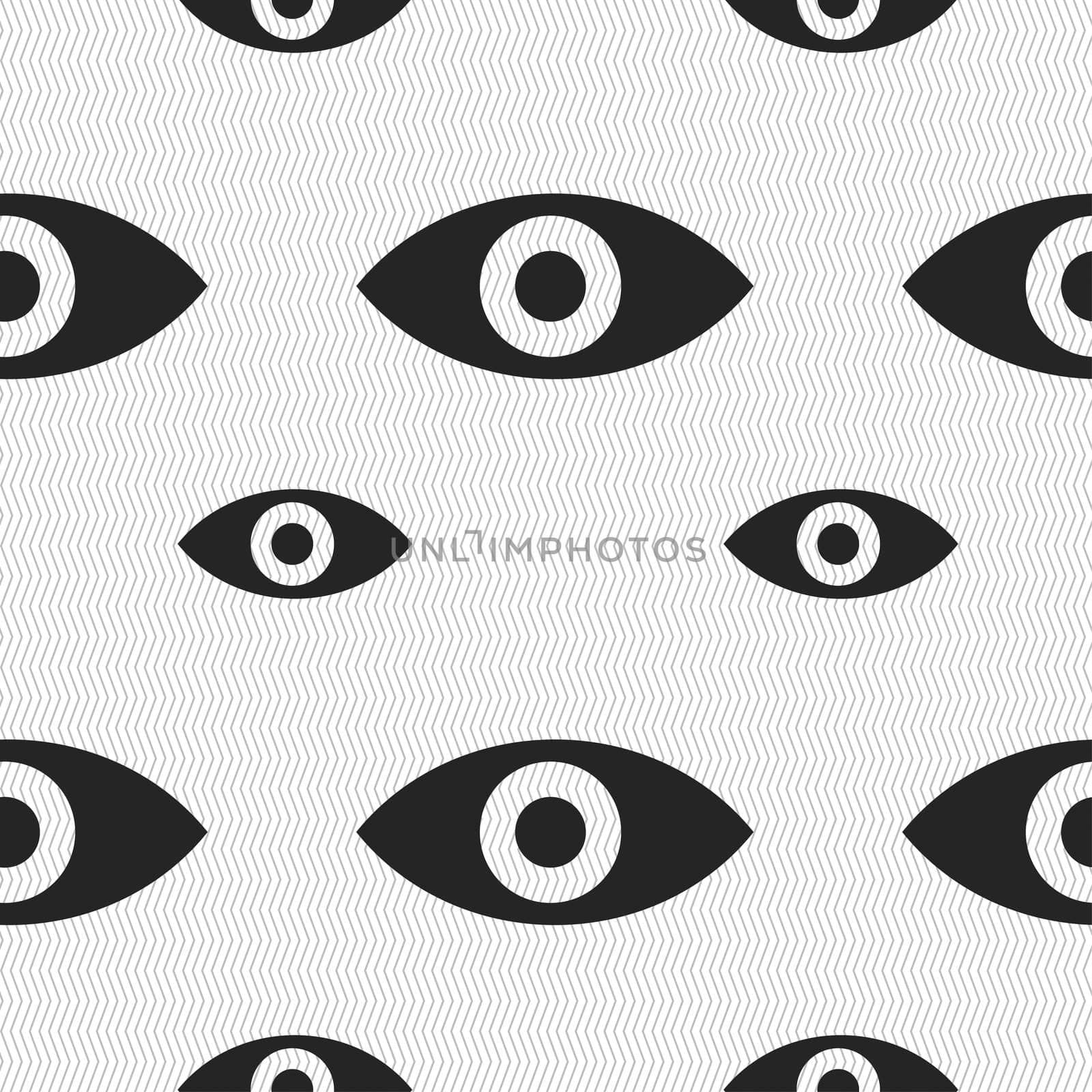 Eye, Publish content, sixth sense, intuition icon sign. Seamless pattern with geometric texture. illustration