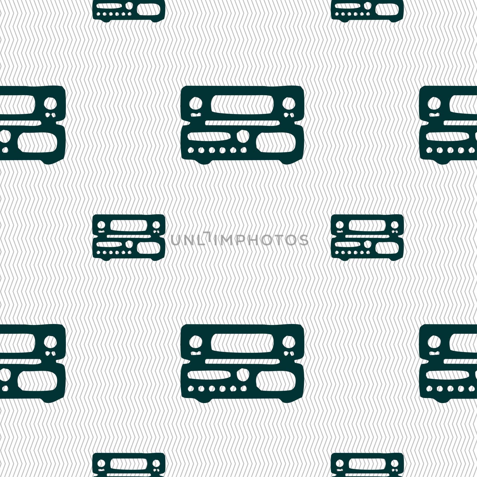 radio, receiver, amplifier icon sign. Seamless pattern with geometric texture. illustration