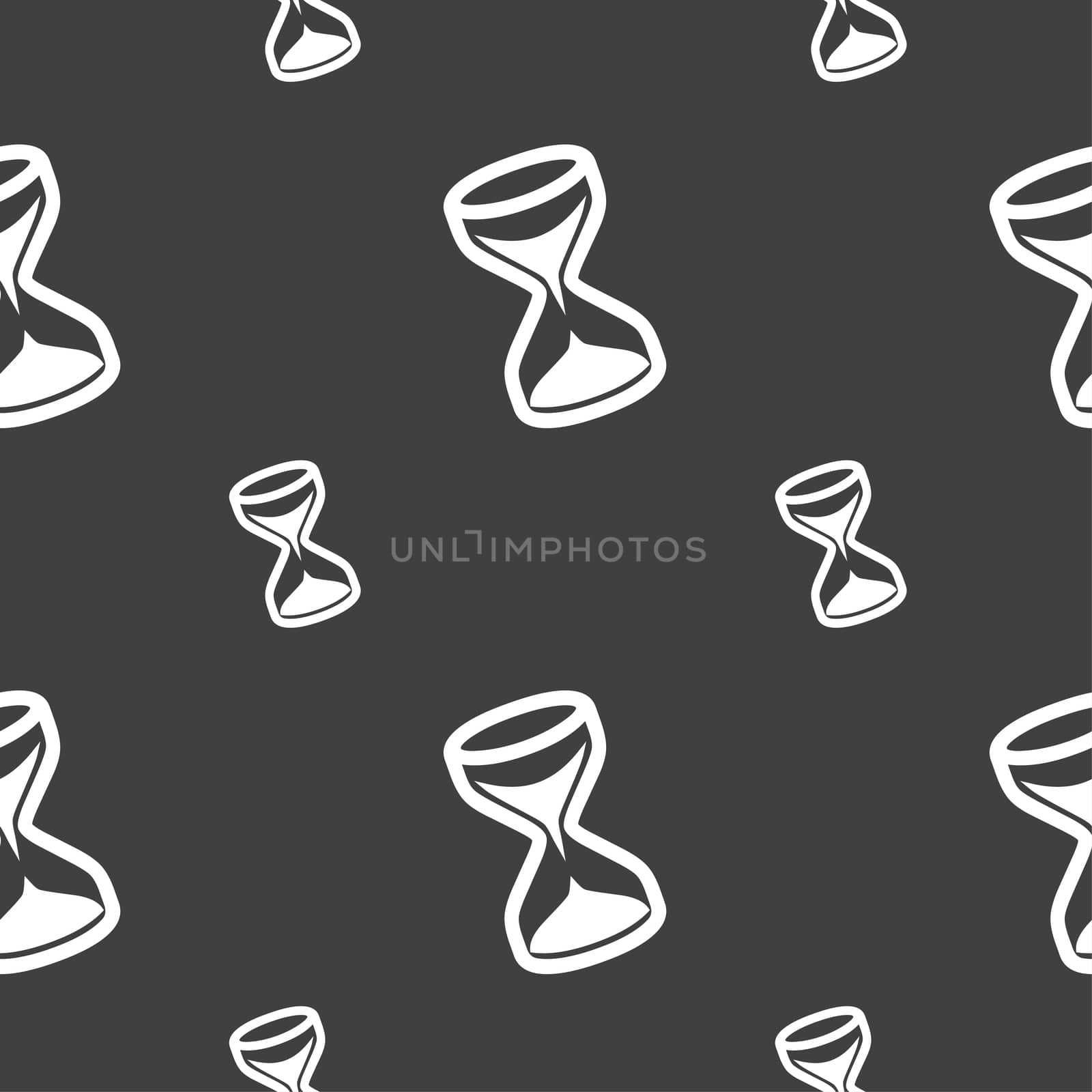 hourglass icon sign. Seamless pattern on a gray background. illustration