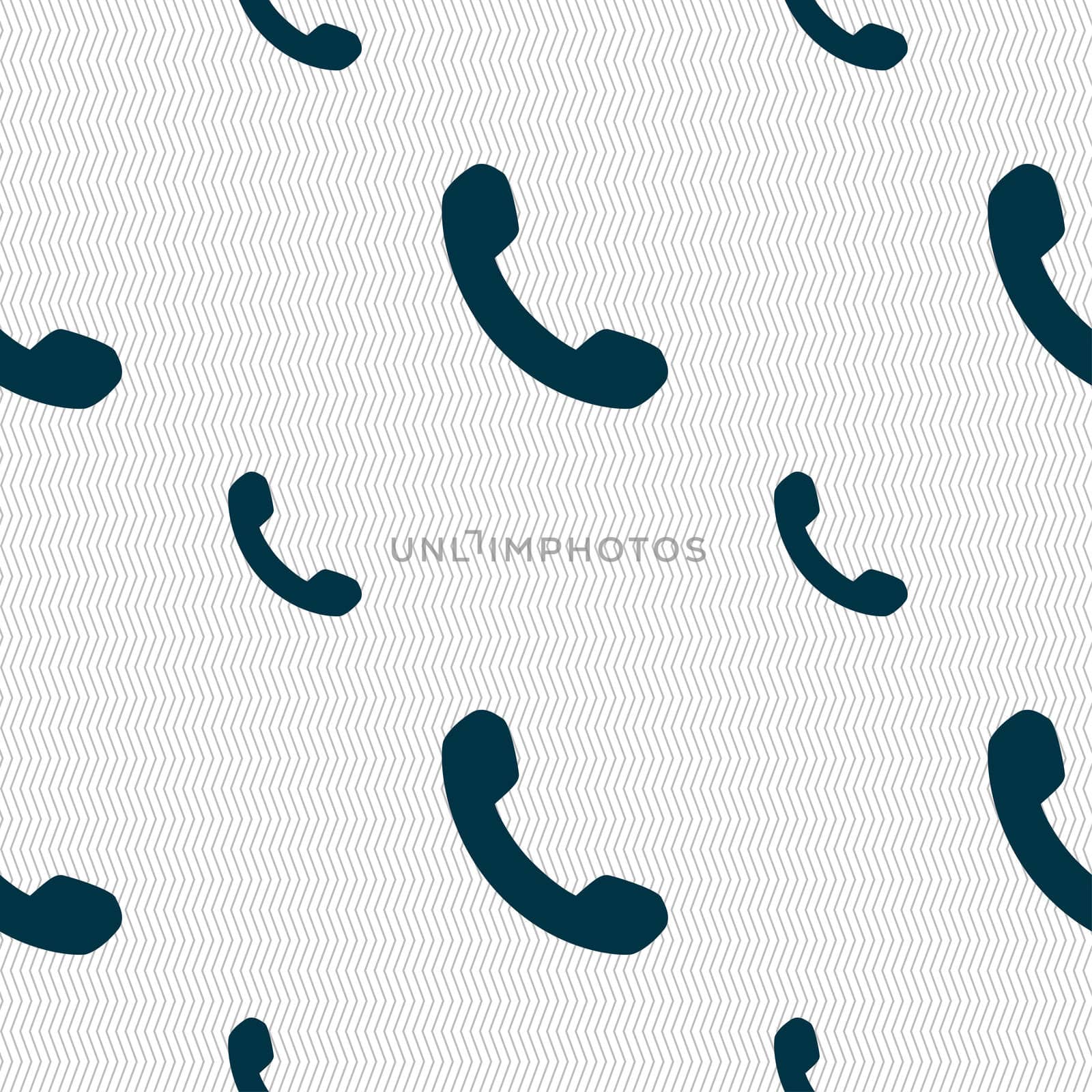 Phone, Support, Call center icon sign. Seamless pattern with geometric texture.  by serhii_lohvyniuk