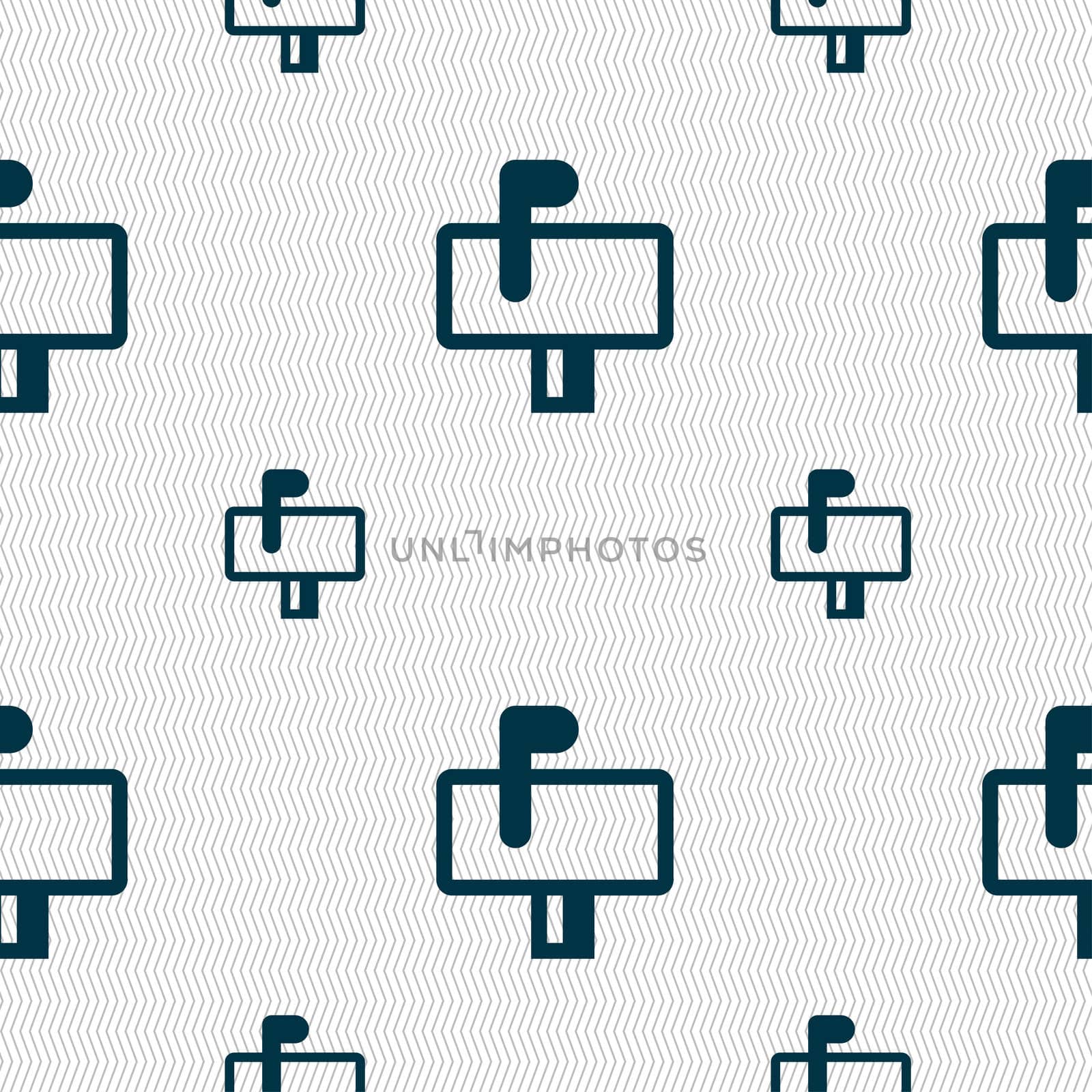 Mailbox icon sign. Seamless pattern with geometric texture. illustration