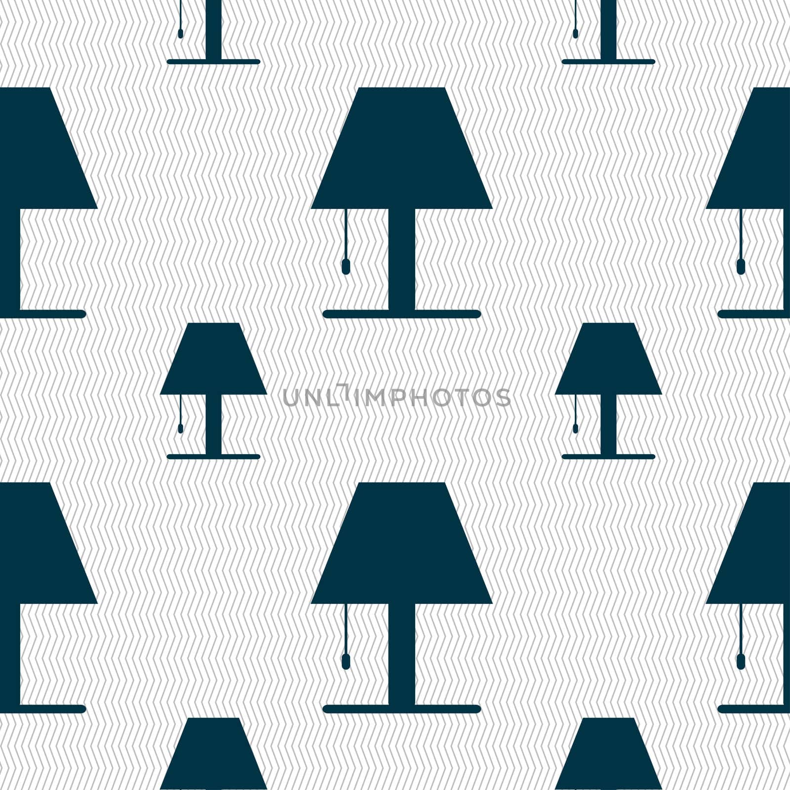 Lamp icon sign. Seamless pattern with geometric texture.  by serhii_lohvyniuk