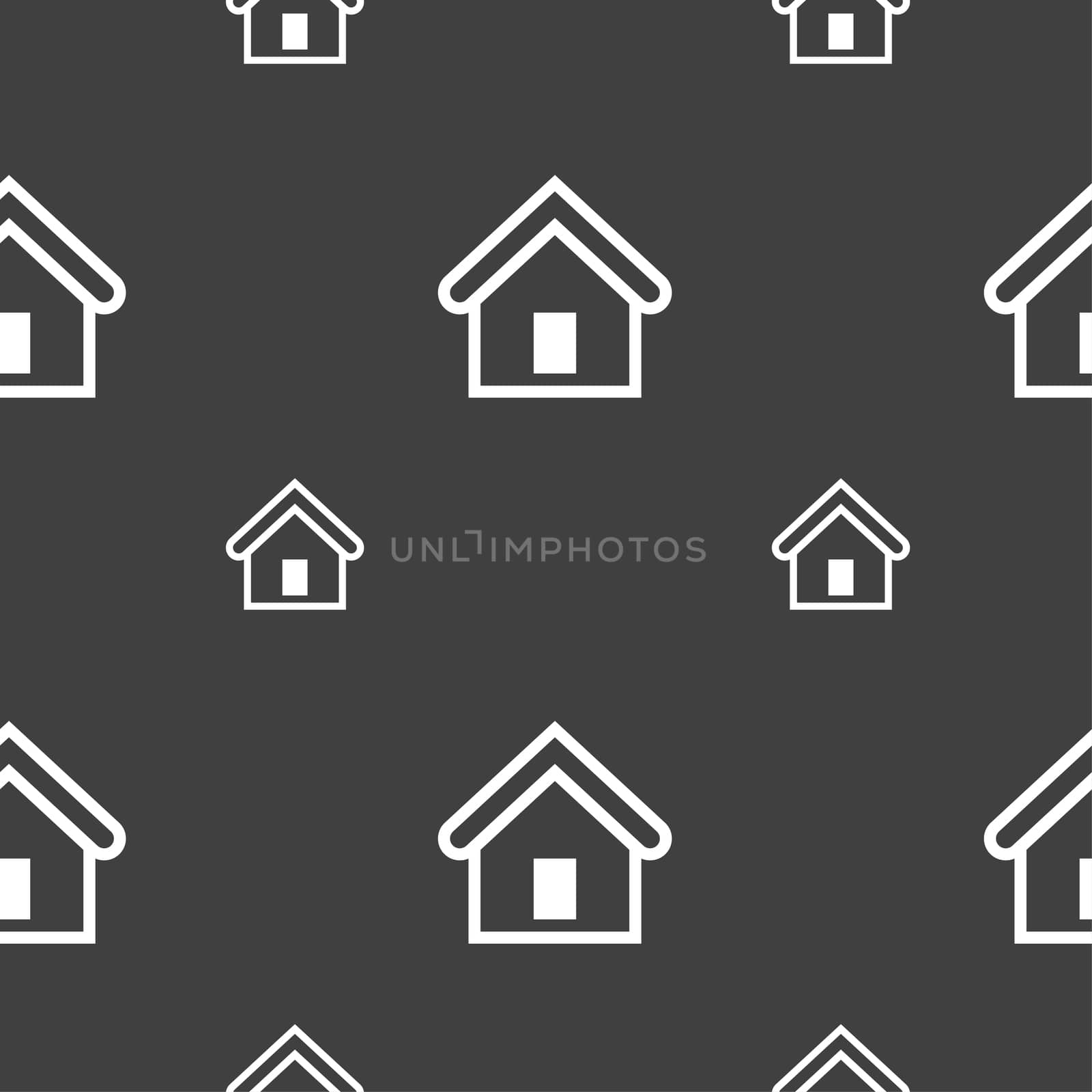 House icon sign. Seamless pattern on a gray background.  by serhii_lohvyniuk