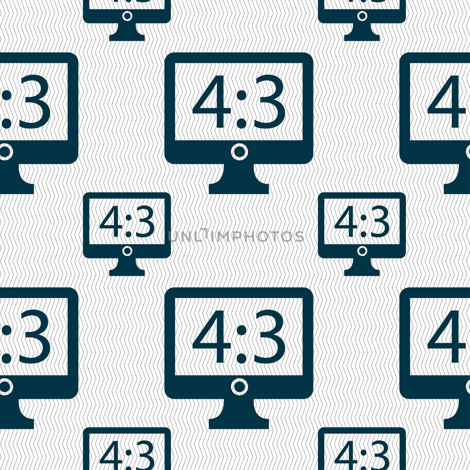 Aspect ratio 4 3 widescreen tv icon sign. Seamless pattern with geometric texture. illustration