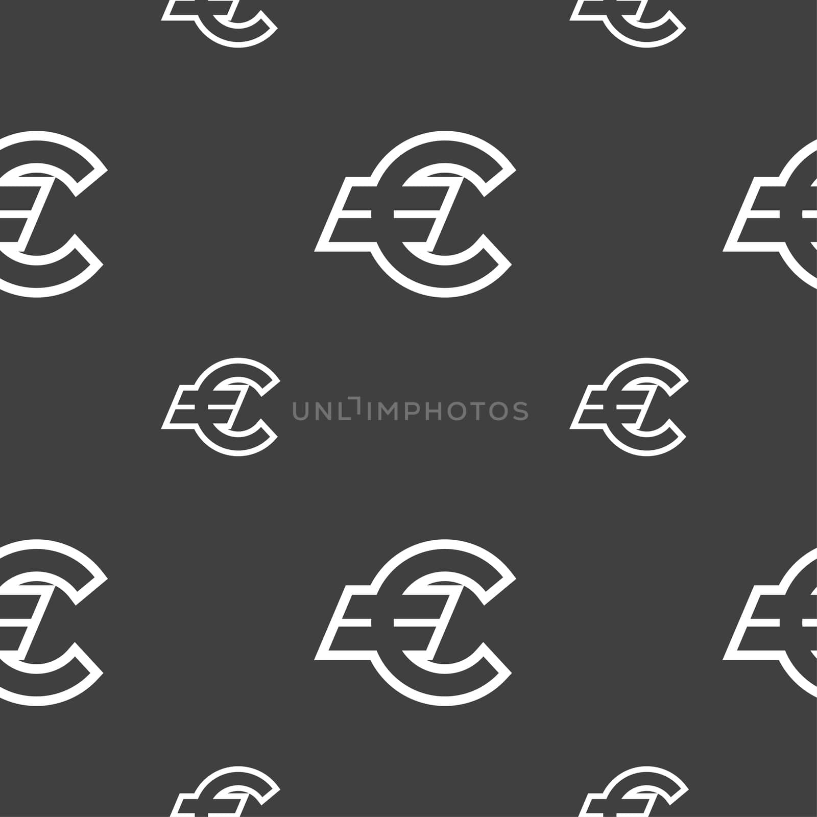 Euro EUR icon sign. Seamless pattern on a gray background.  by serhii_lohvyniuk