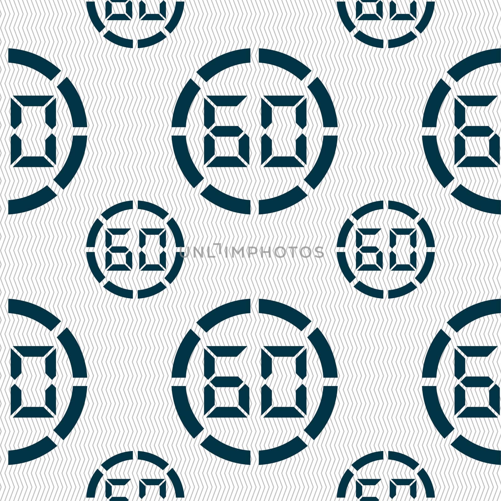 60 second stopwatch icon sign. Seamless pattern with geometric texture.  by serhii_lohvyniuk