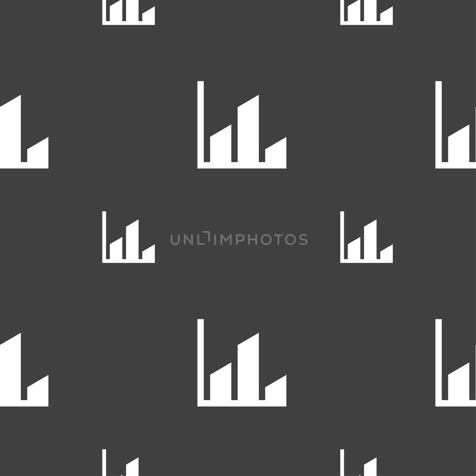 Chart icon sign. Seamless pattern on a gray background. illustration