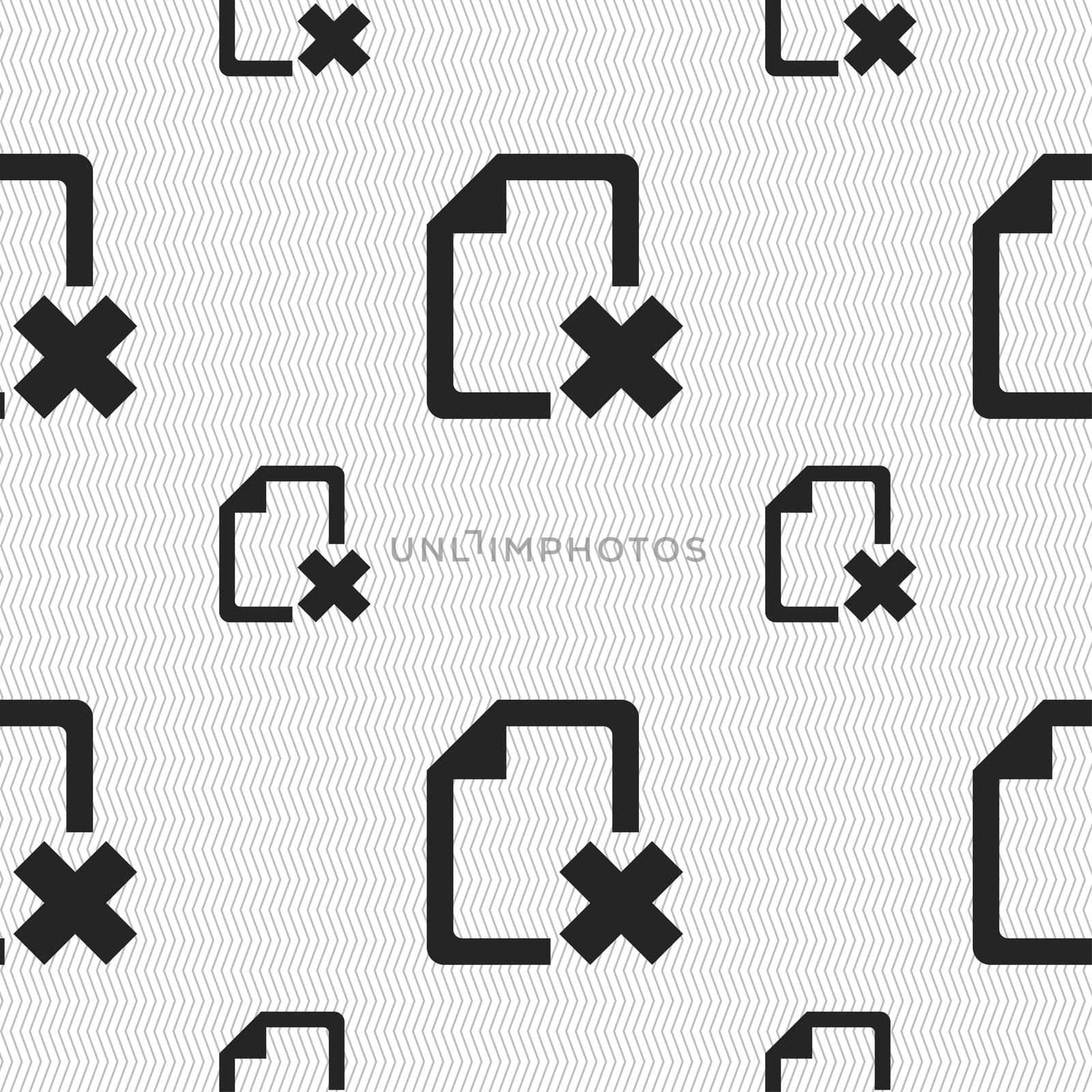 delete File document icon sign. Seamless pattern with geometric texture. illustration