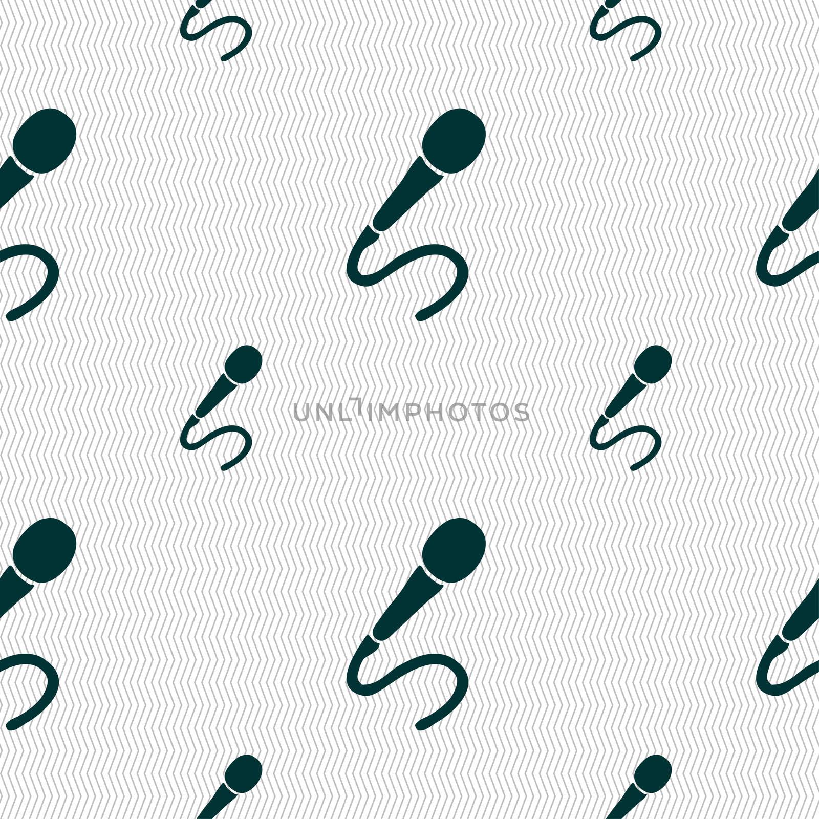 microphone icon sign. Seamless pattern with geometric texture. illustration