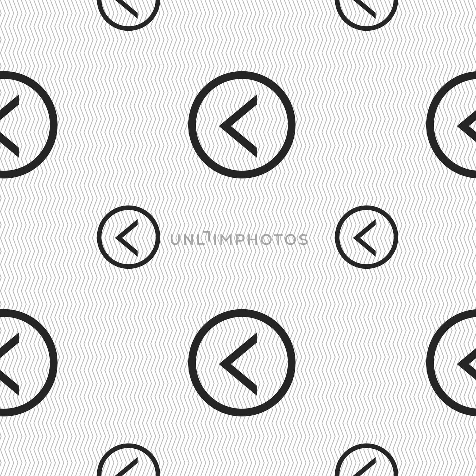 Arrow left, Way out icon sign. Seamless pattern with geometric texture. illustration