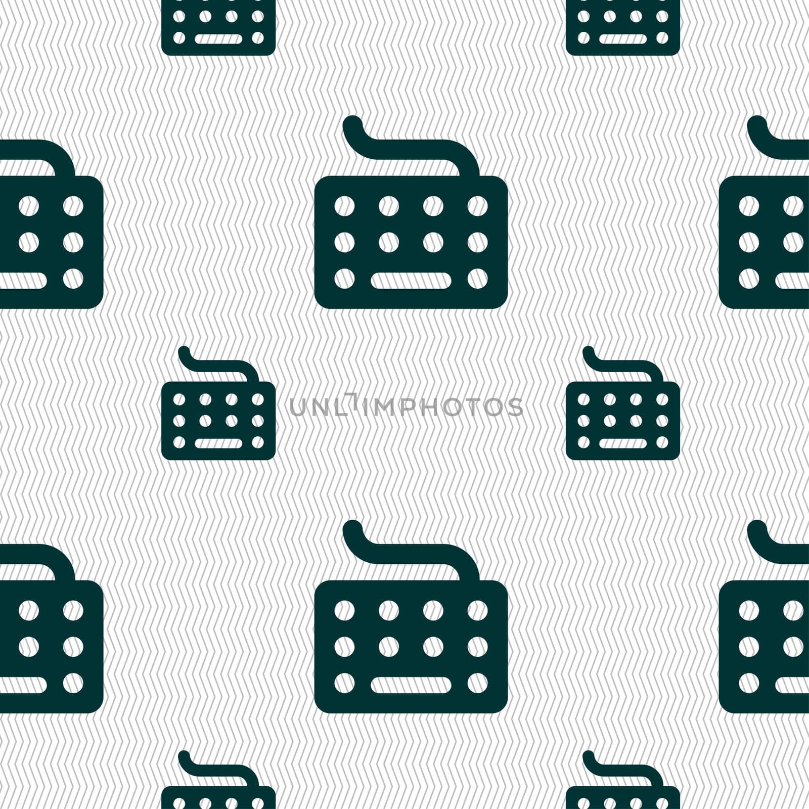 keyboard icon sign. Seamless pattern with geometric texture. illustration