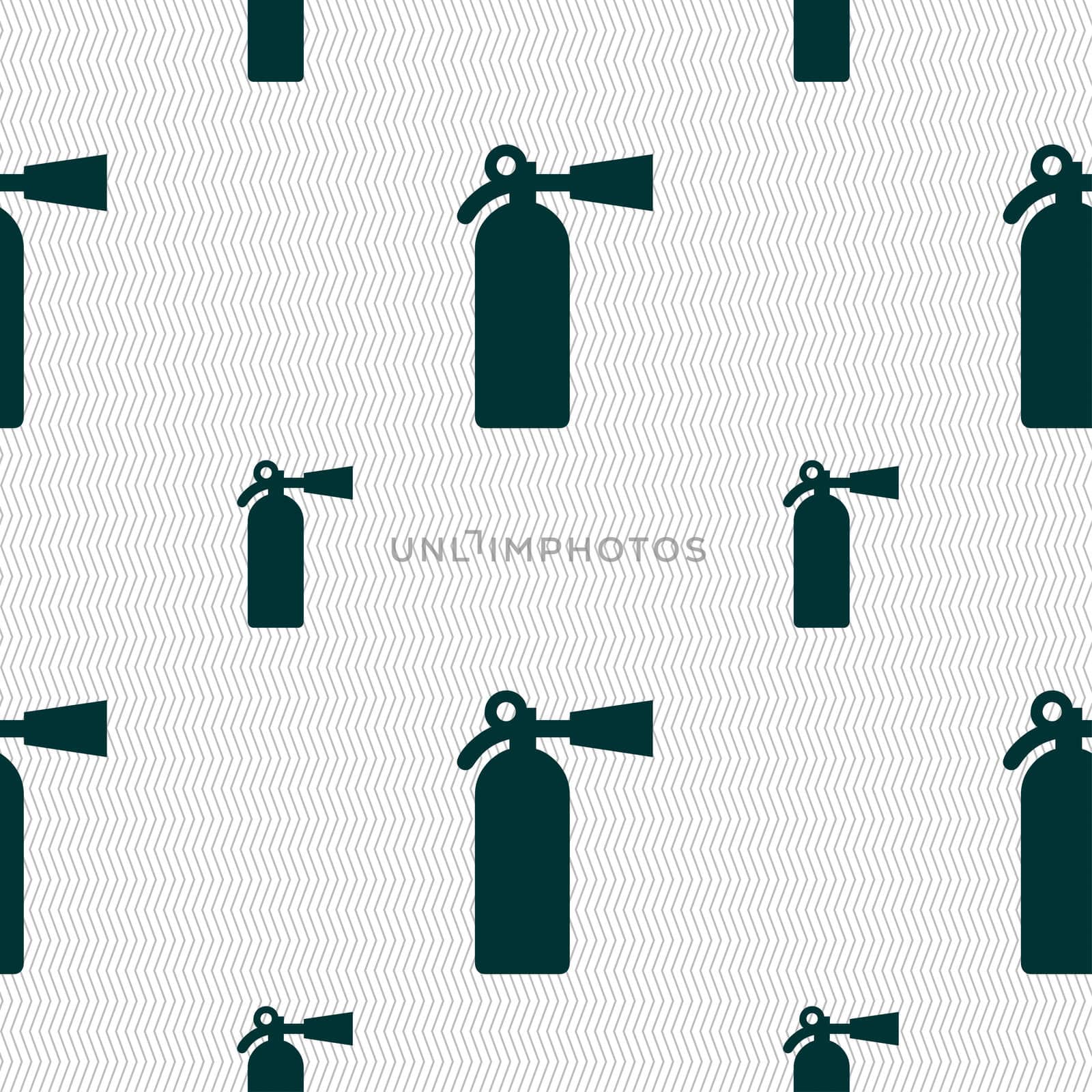 fire extinguisher icon sign. Seamless pattern with geometric texture.  by serhii_lohvyniuk