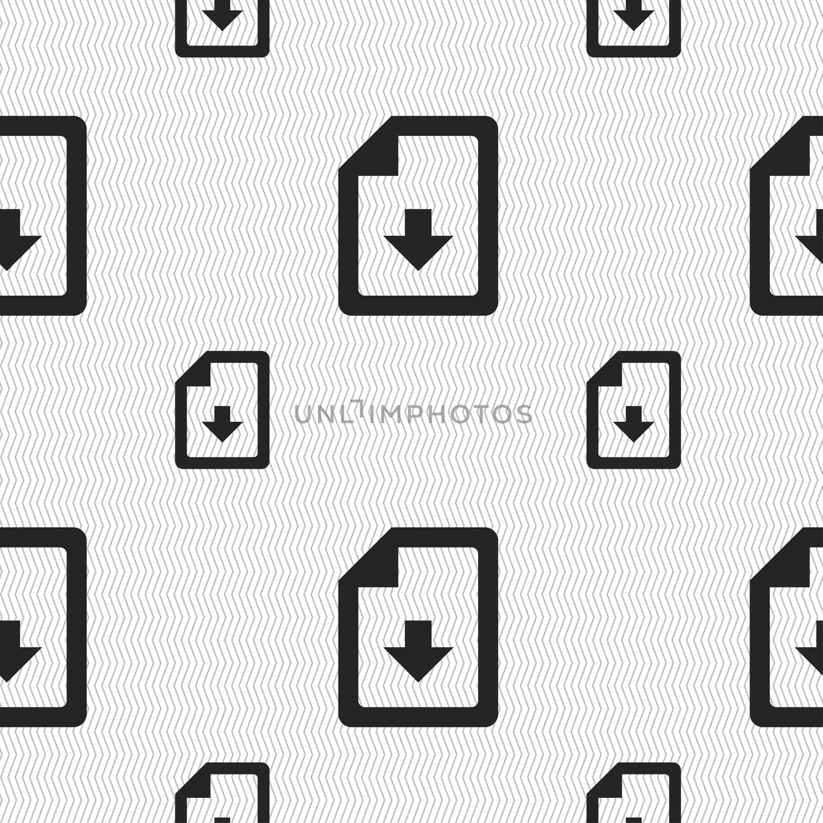 import, download file icon sign. Seamless pattern with geometric texture. illustration