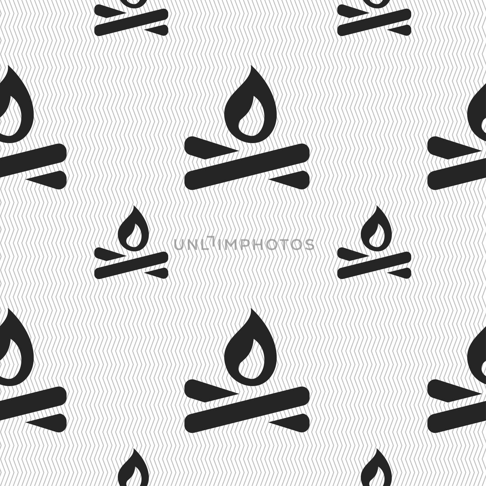 Fire flame icon sign. Seamless pattern with geometric texture.  by serhii_lohvyniuk