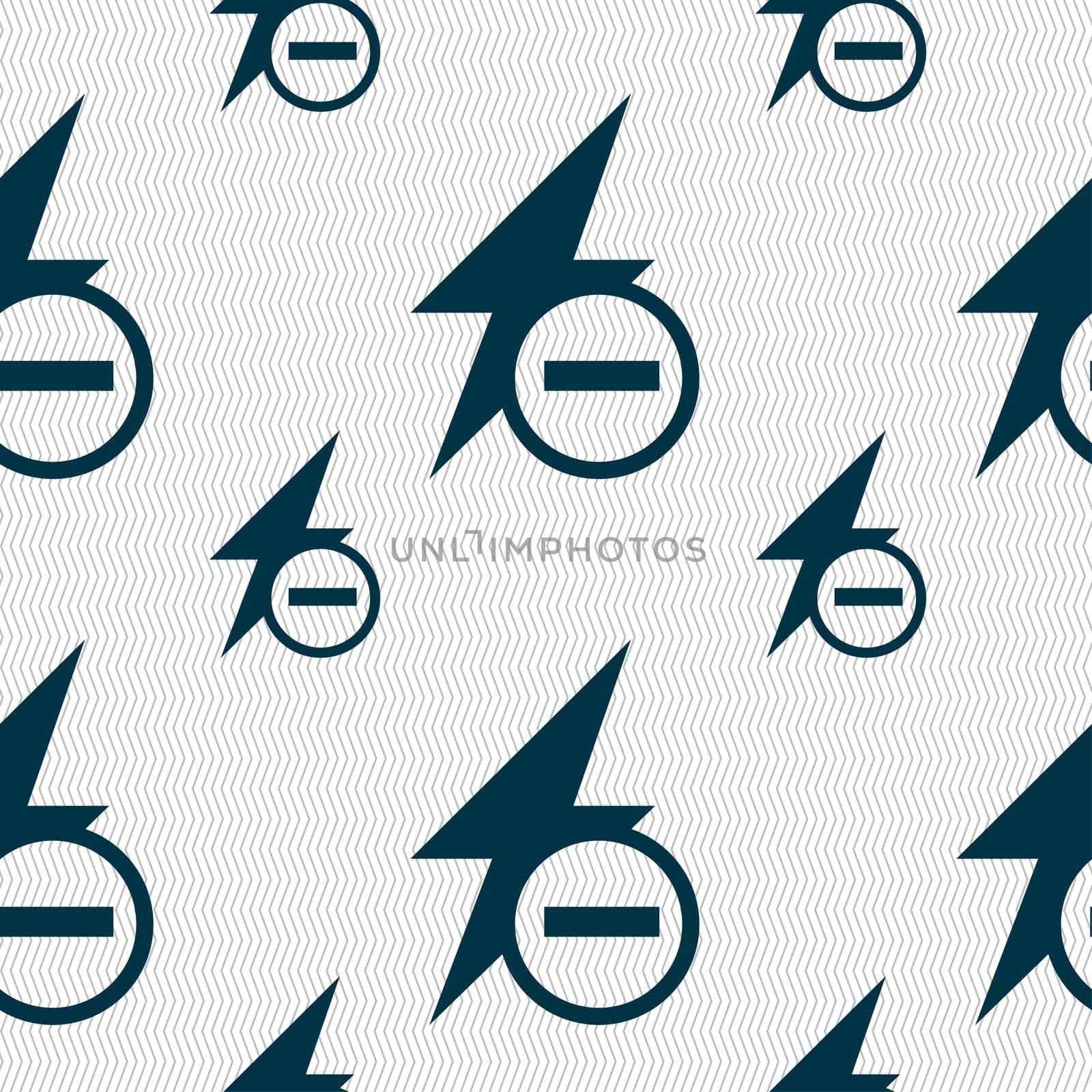 Photo flash icon sign. Seamless pattern with geometric texture. illustration