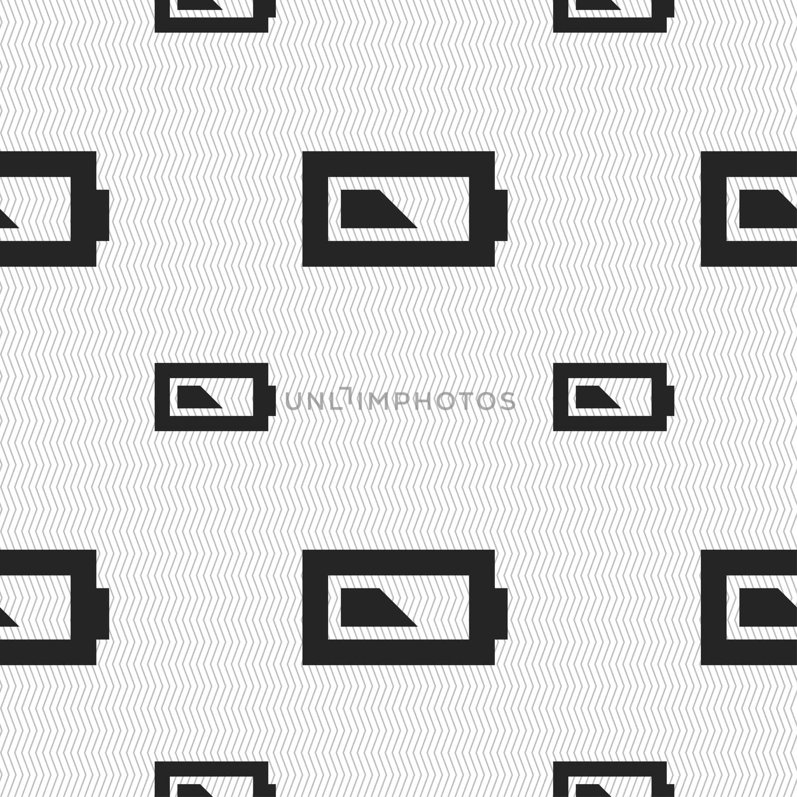 Battery half level icon sign. Seamless pattern with geometric texture.  by serhii_lohvyniuk