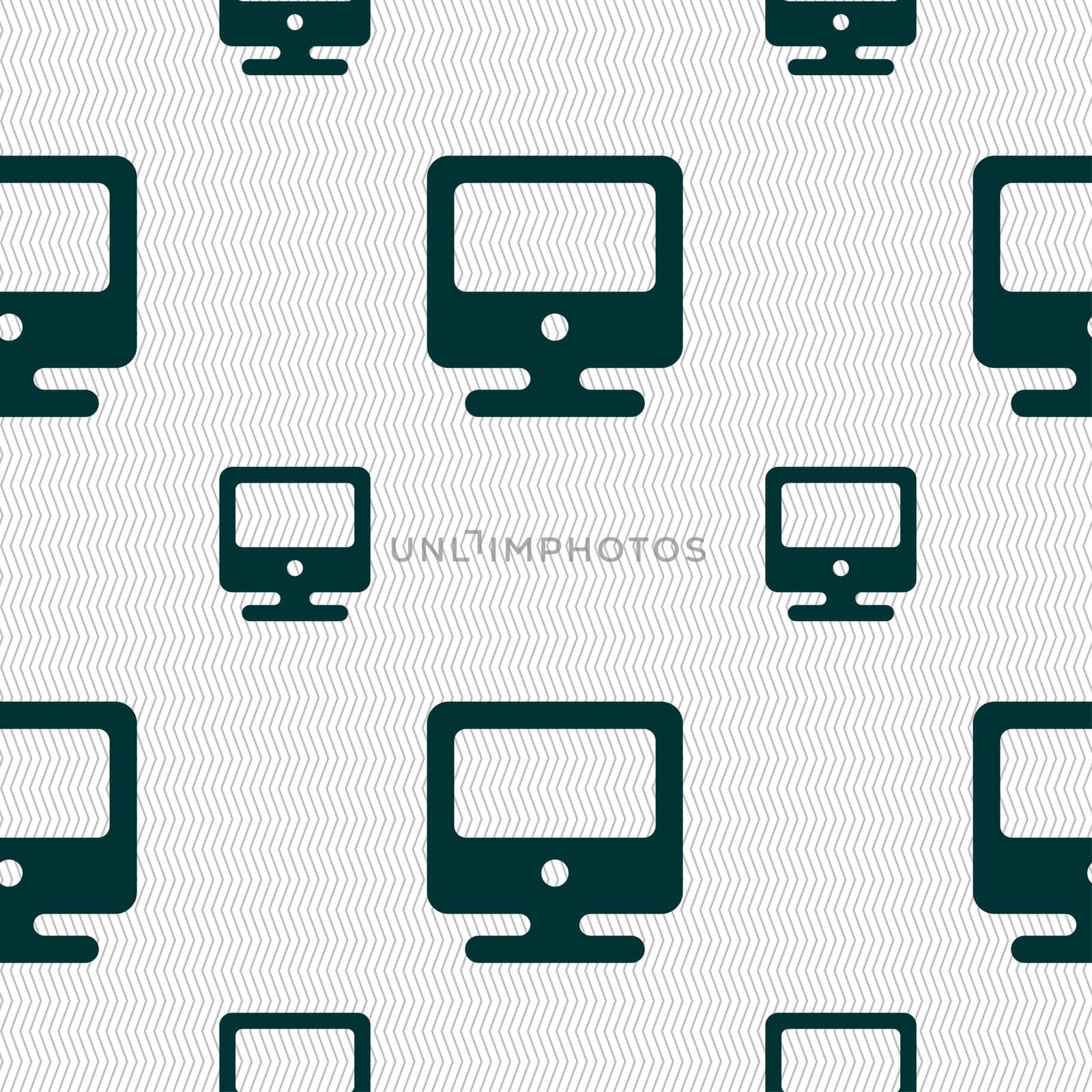 monitor icon sign. Seamless pattern with geometric texture. illustration