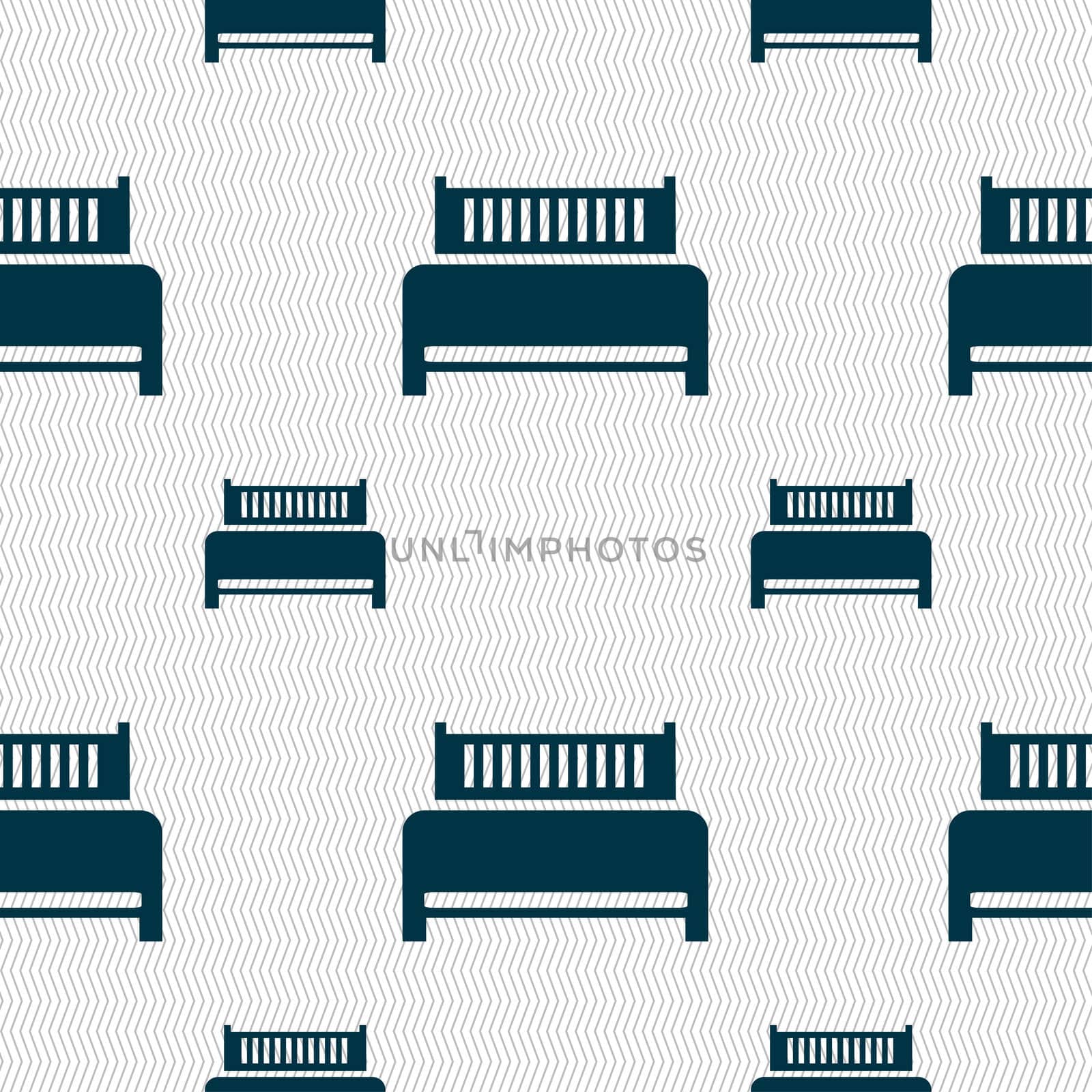 Hotel, bed icon sign. Seamless pattern with geometric texture.  by serhii_lohvyniuk