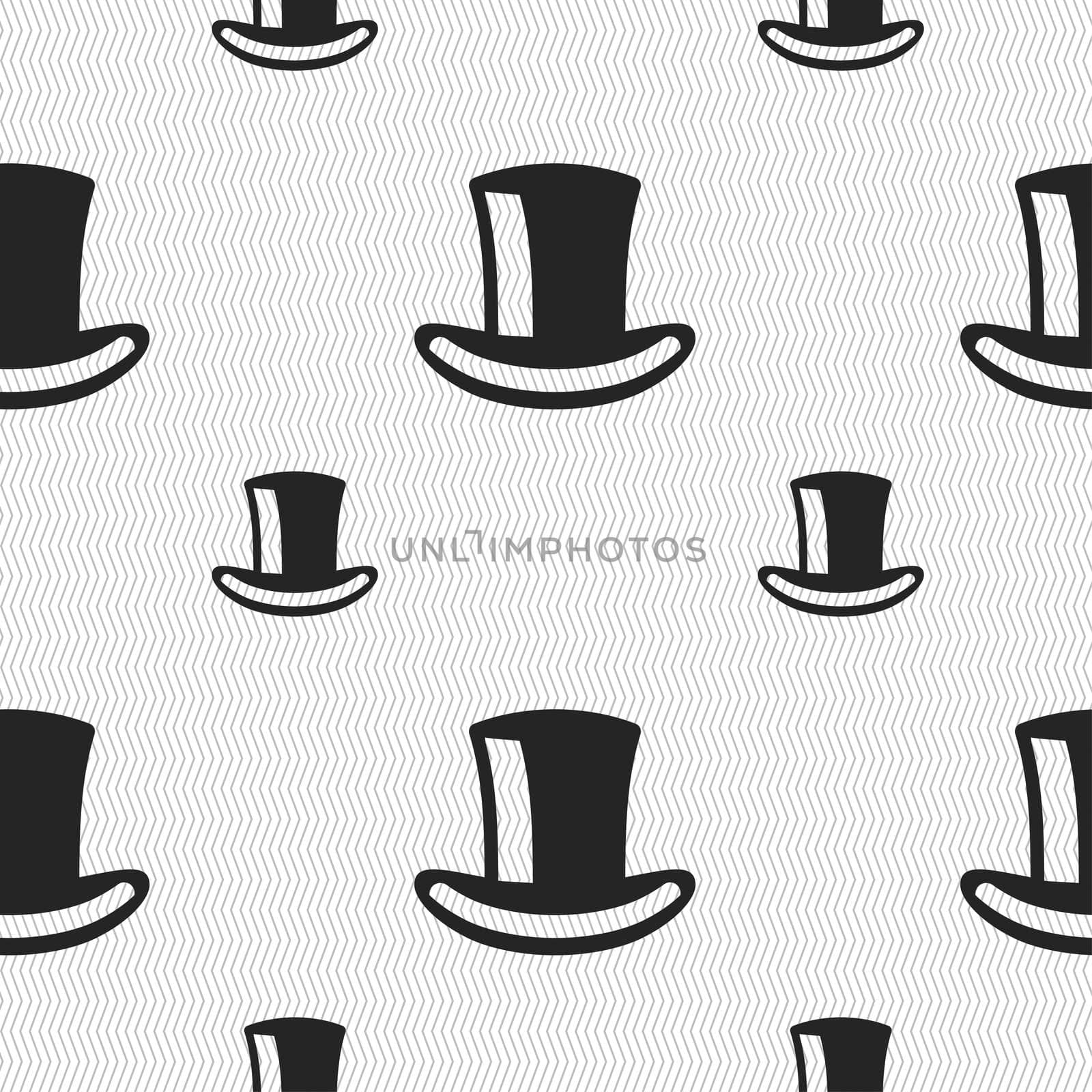 cylinder hat icon sign. Seamless pattern with geometric texture.  by serhii_lohvyniuk