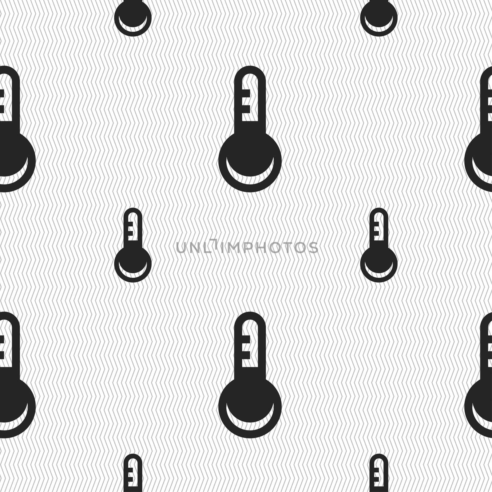 Thermometer, Temperature icon sign. Seamless pattern with geometric texture.  by serhii_lohvyniuk