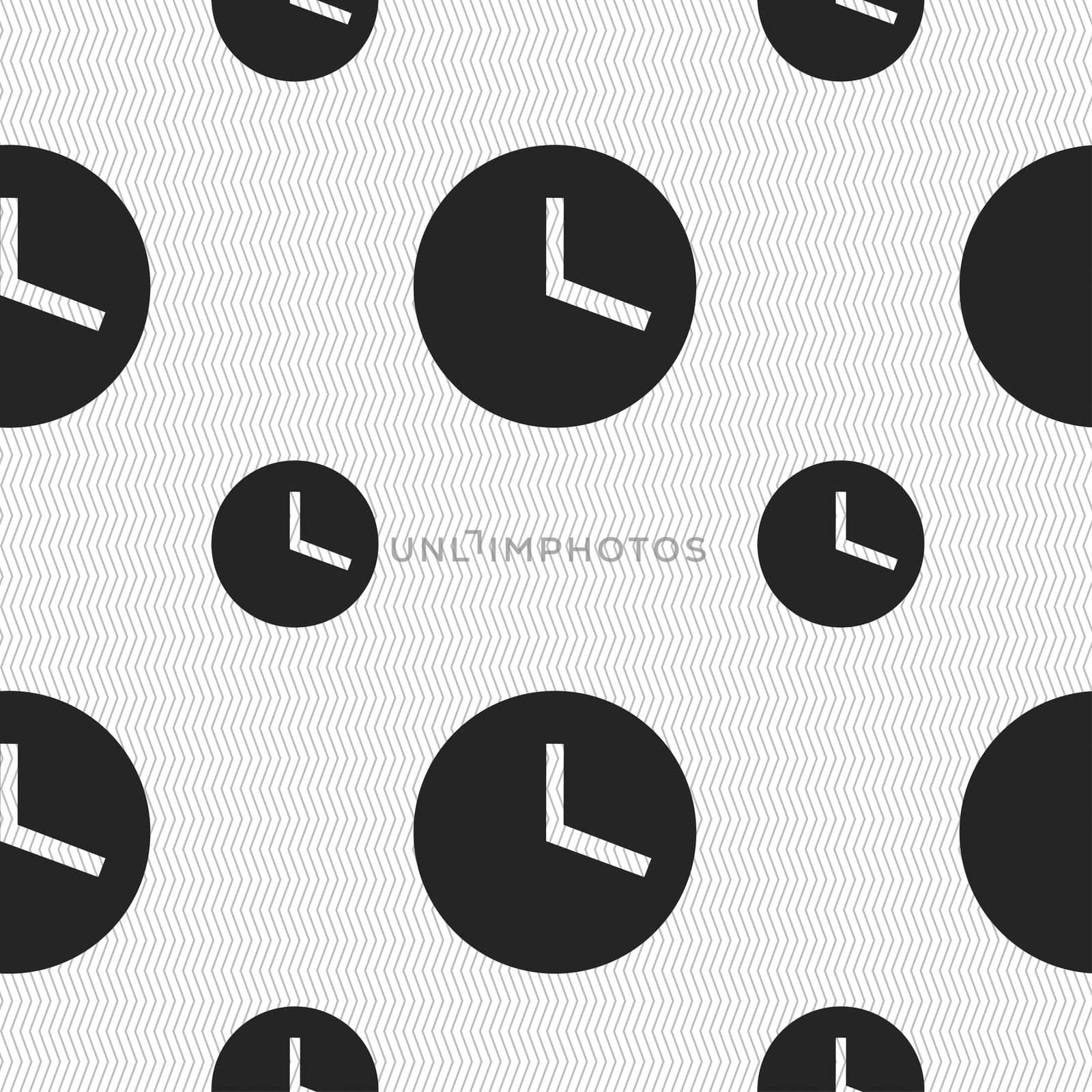 Mechanical Clock icon sign. Seamless pattern with geometric texture. illustration