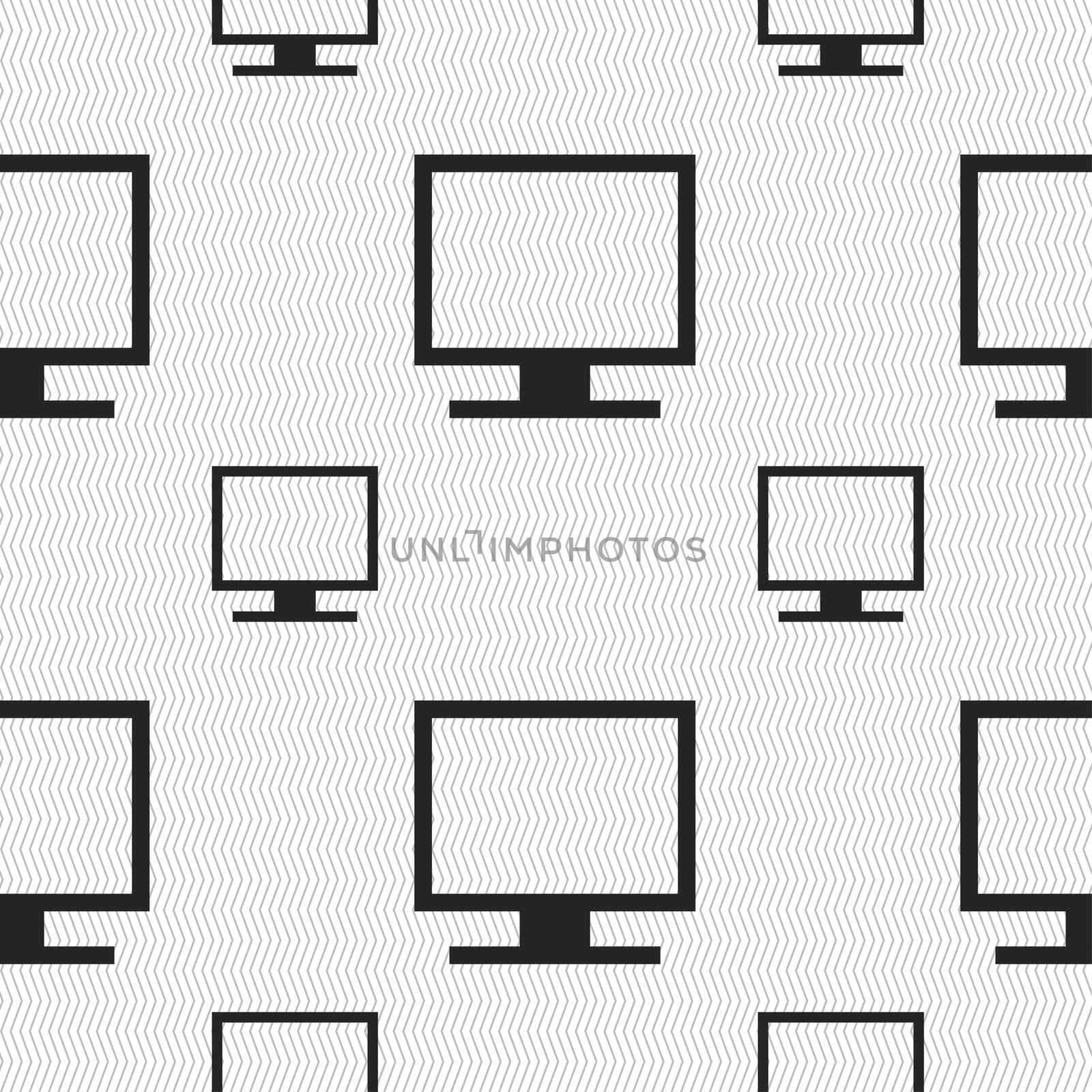 Computer widescreen monitor icon sign. Seamless pattern with geometric texture. illustration