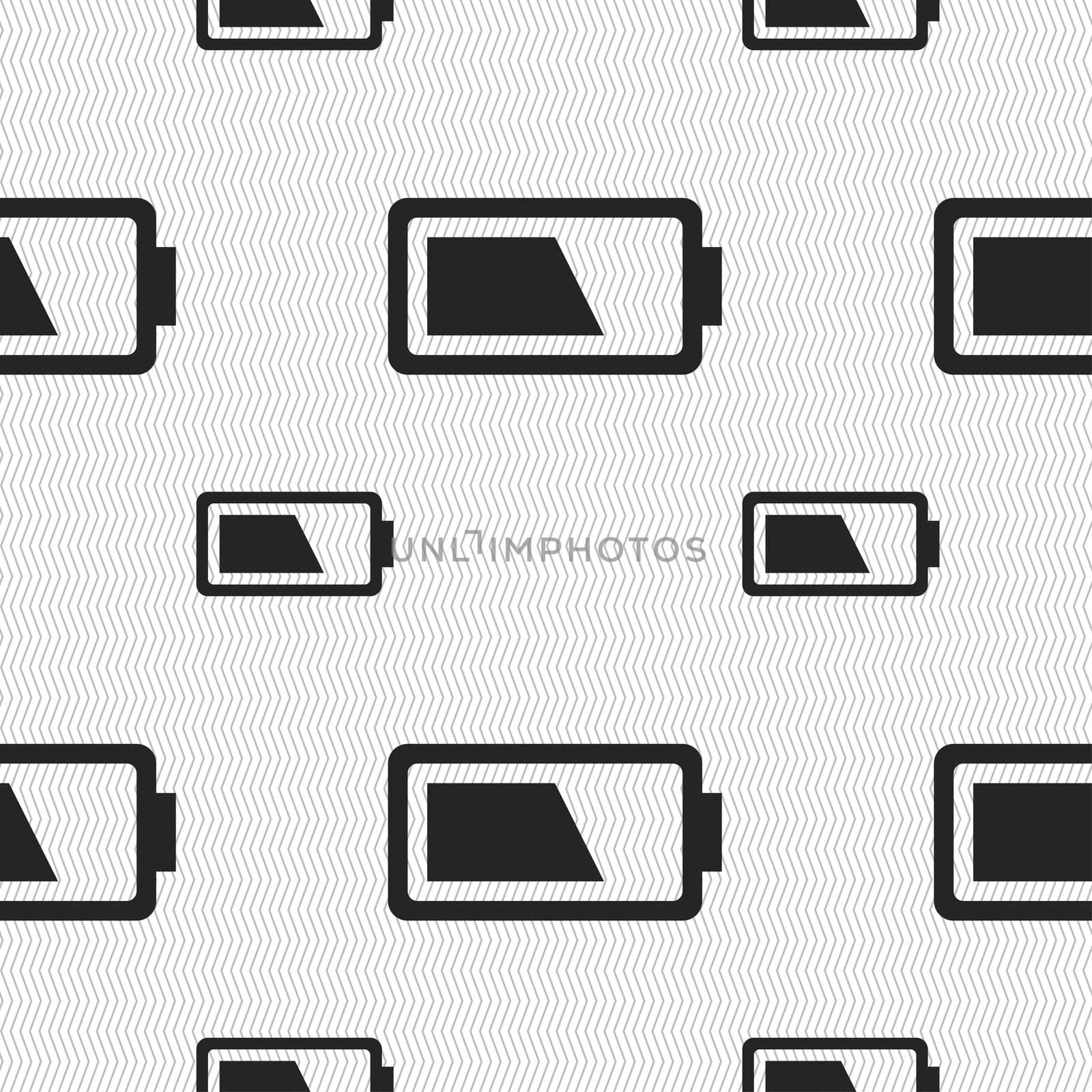 Battery half level icon sign. Seamless pattern with geometric texture.  by serhii_lohvyniuk