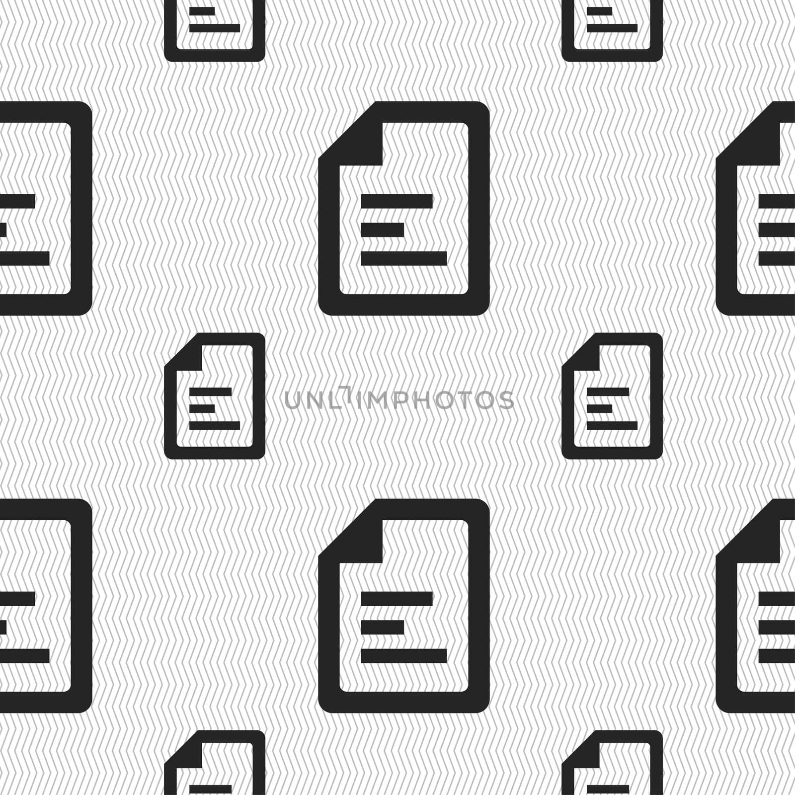 Text file icon sign. Seamless pattern with geometric texture. illustration