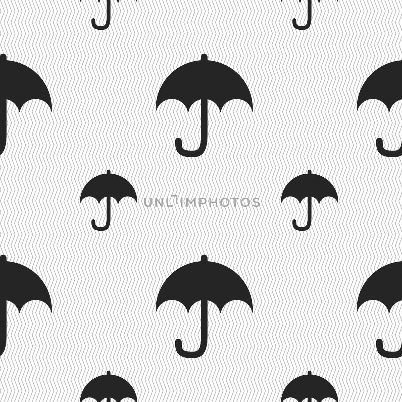 Umbrella icon sign. Seamless pattern with geometric texture.  by serhii_lohvyniuk