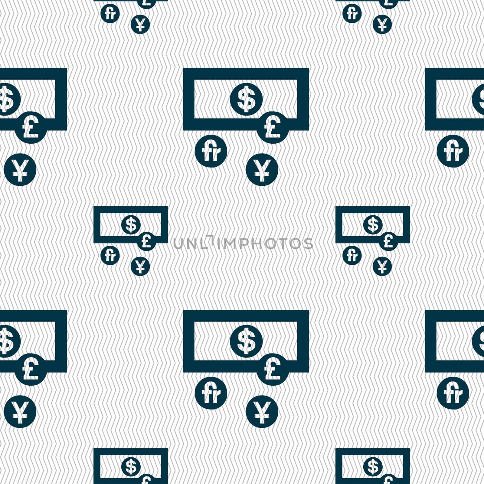 currencies of the world icon sign. Seamless pattern with geometric texture.  by serhii_lohvyniuk