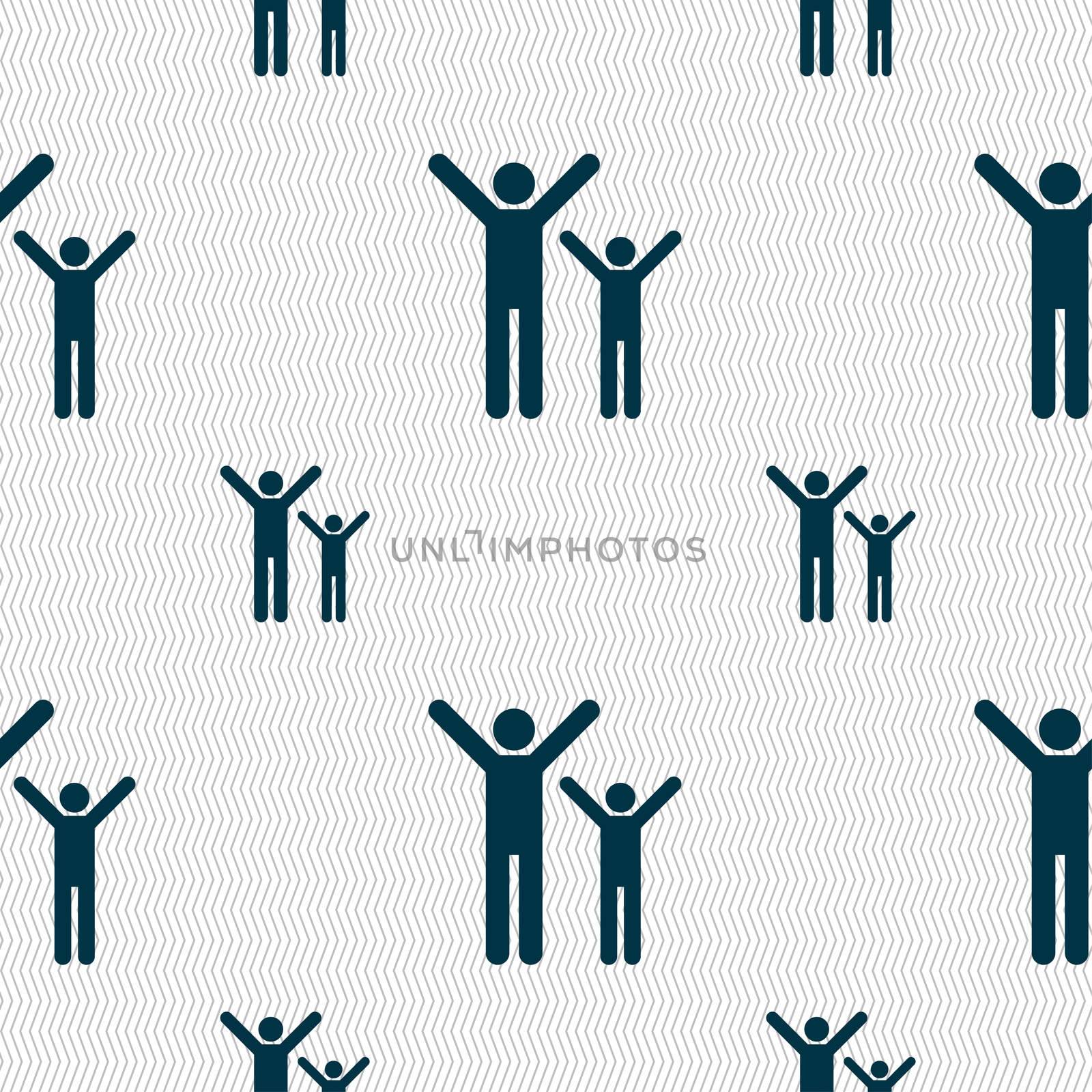 happy family icon sign. Seamless pattern with geometric texture.  by serhii_lohvyniuk