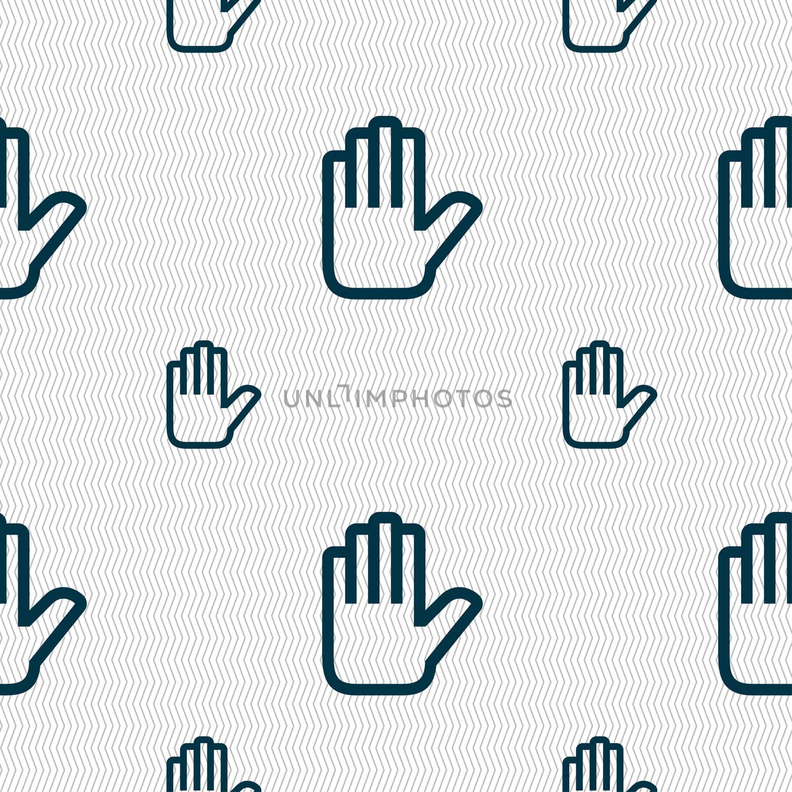 Hand print, Stop icon sign. Seamless pattern with geometric texture.  by serhii_lohvyniuk