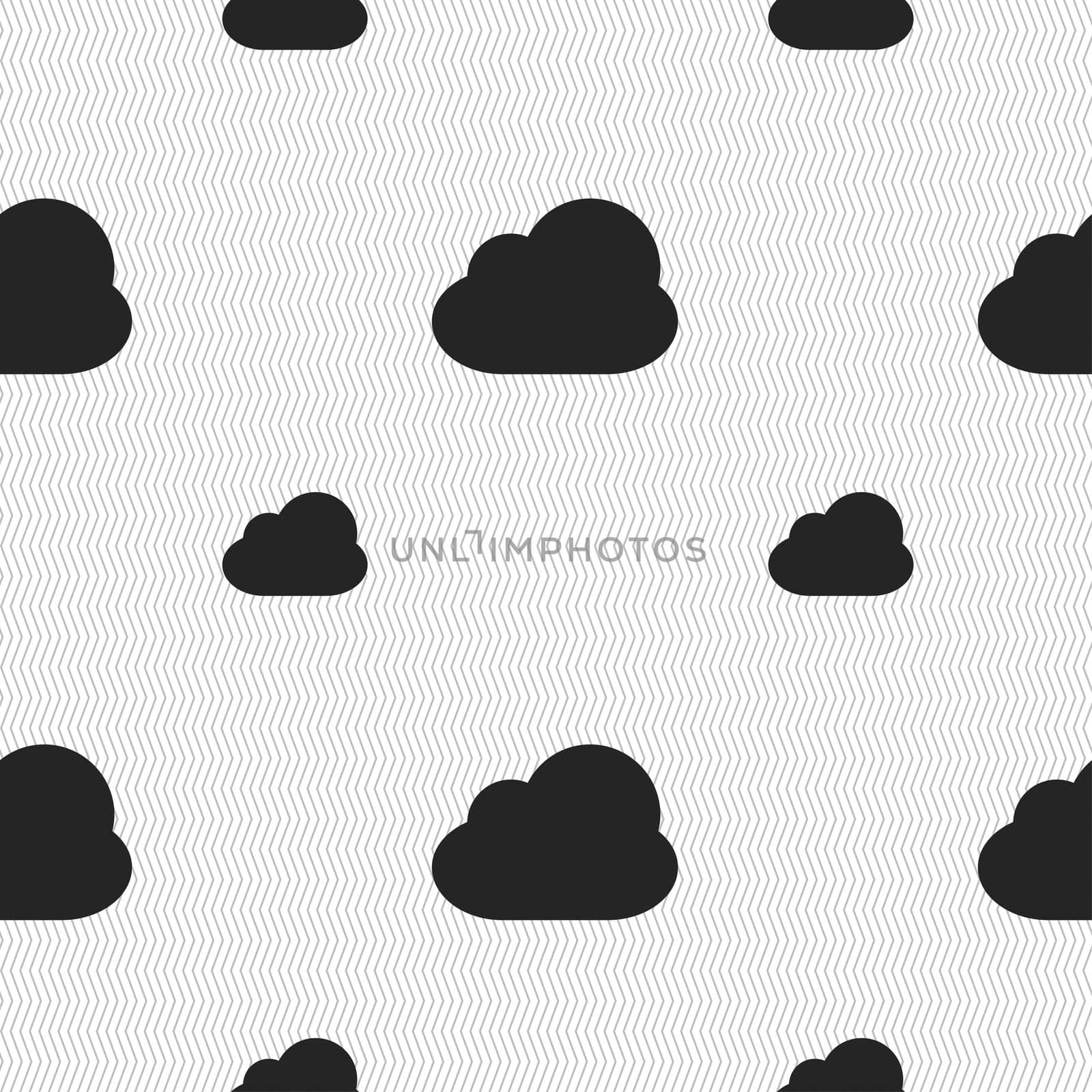 Cloud icon sign. Seamless pattern with geometric texture. illustration