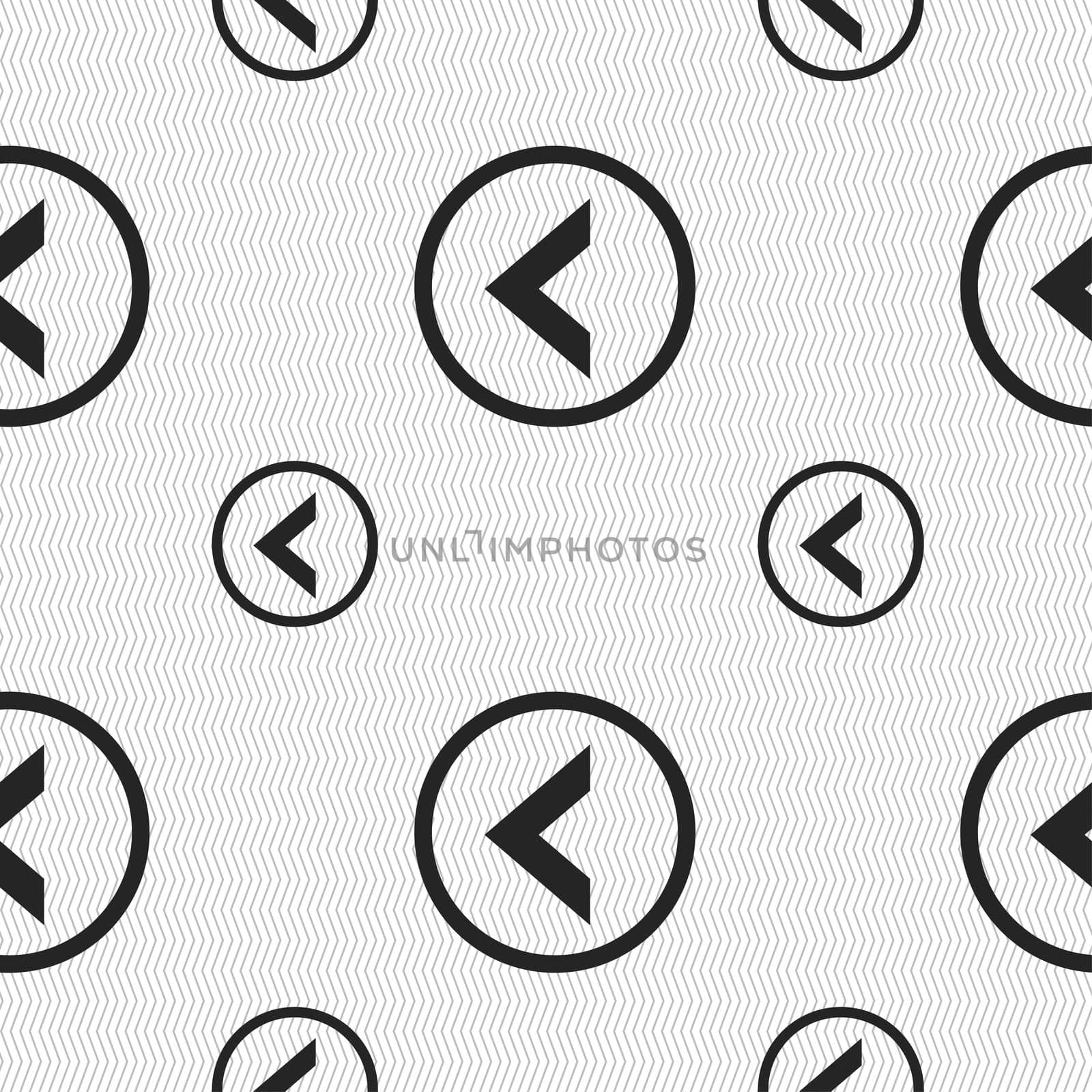 Arrow left, Way out icon sign. Seamless pattern with geometric texture. illustration