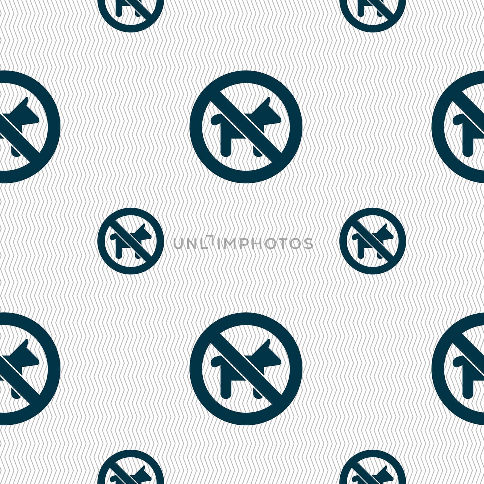 dog walking is prohibited icon sign. Seamless pattern with geometric texture. illustration