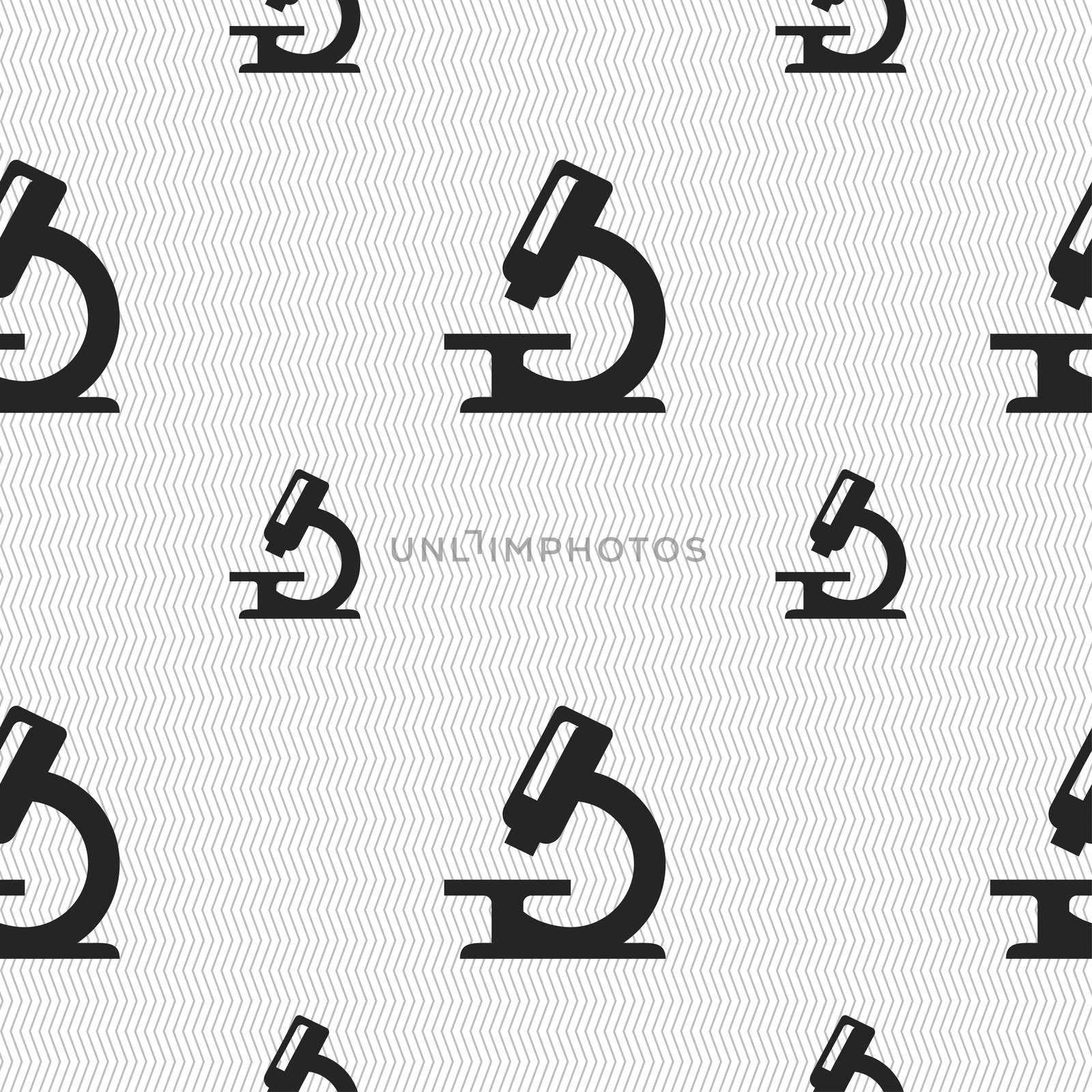 microscope icon sign. Seamless pattern with geometric texture. illustration