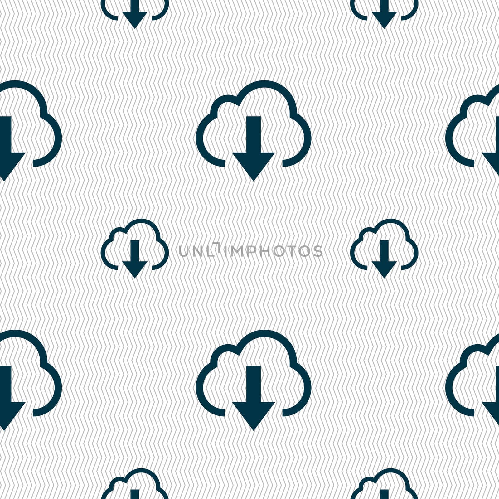 Download from cloud icon sign. Seamless pattern with geometric texture.  by serhii_lohvyniuk