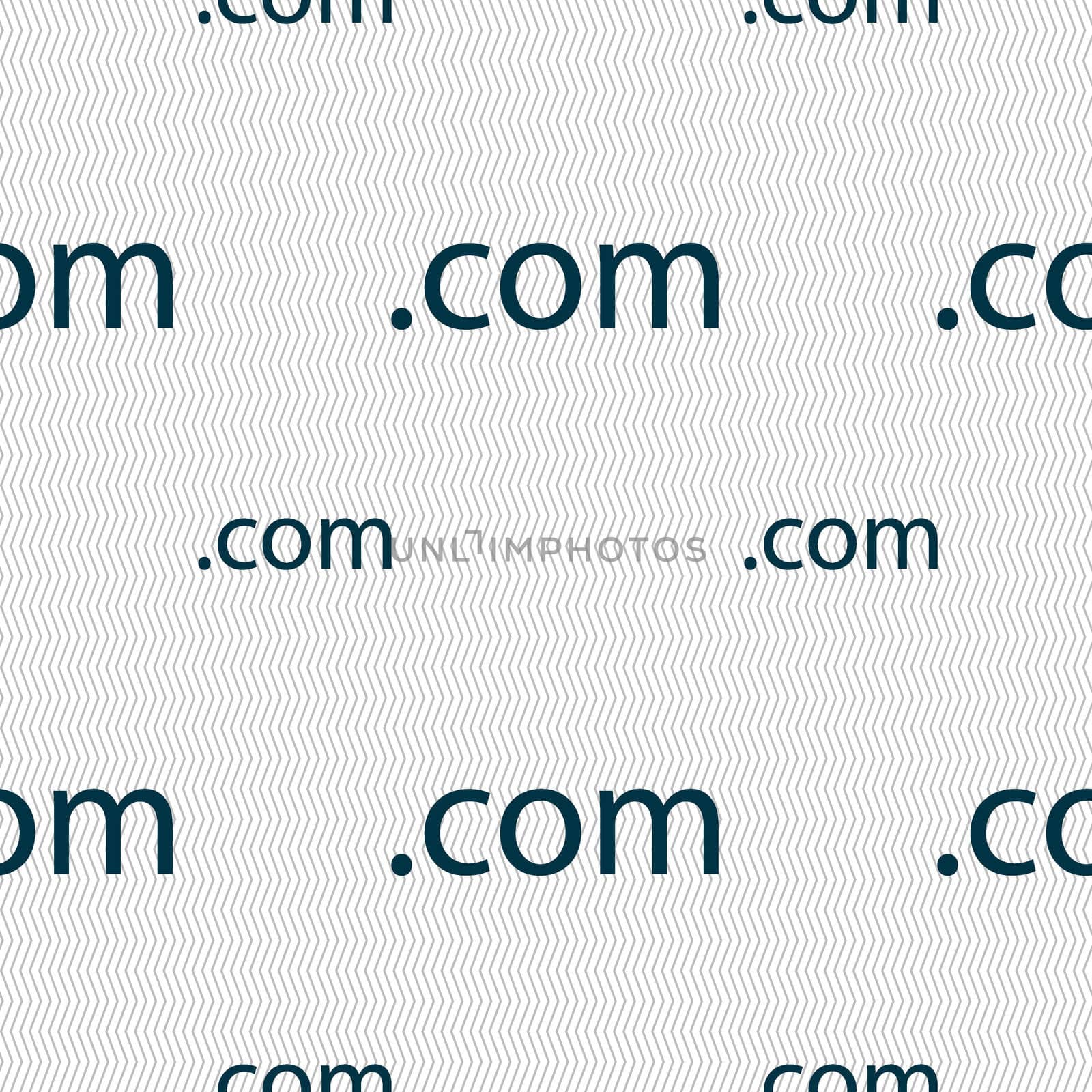 Domain COM sign icon. Top-level internet domain symbol. Seamless pattern with geometric texture. illustration